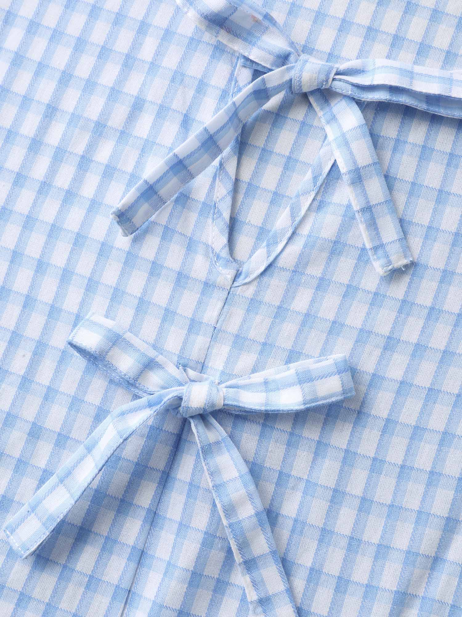 Bow Front Plaid Print Babydoll Top - Image 6