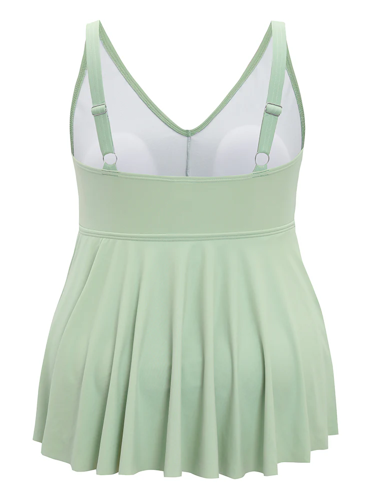 Bow Front Ruched Ruffle Tiered Adjustable Straps One Piece Swimsuit - Image 13