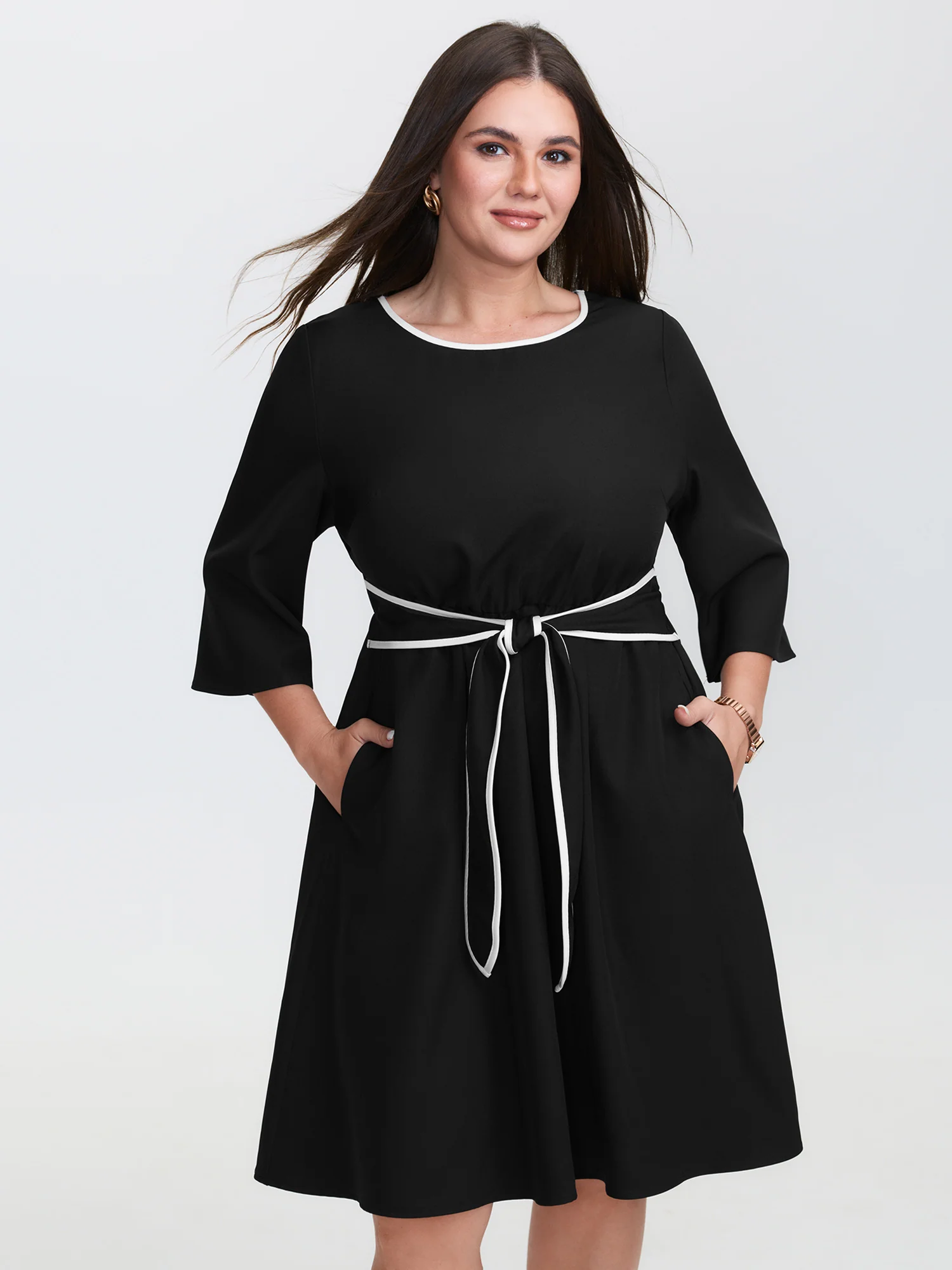 Bow-Front Waist Tie Midi Dress - Image 2