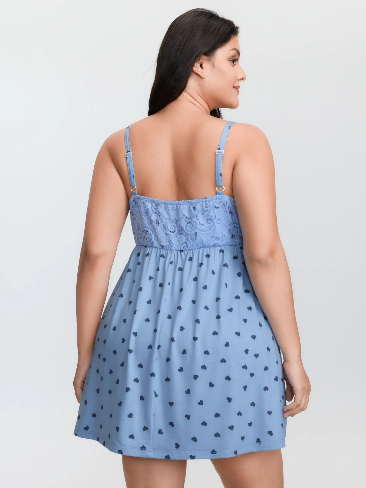 Romantic Heart Print Lace Sleep Dress - Image 11