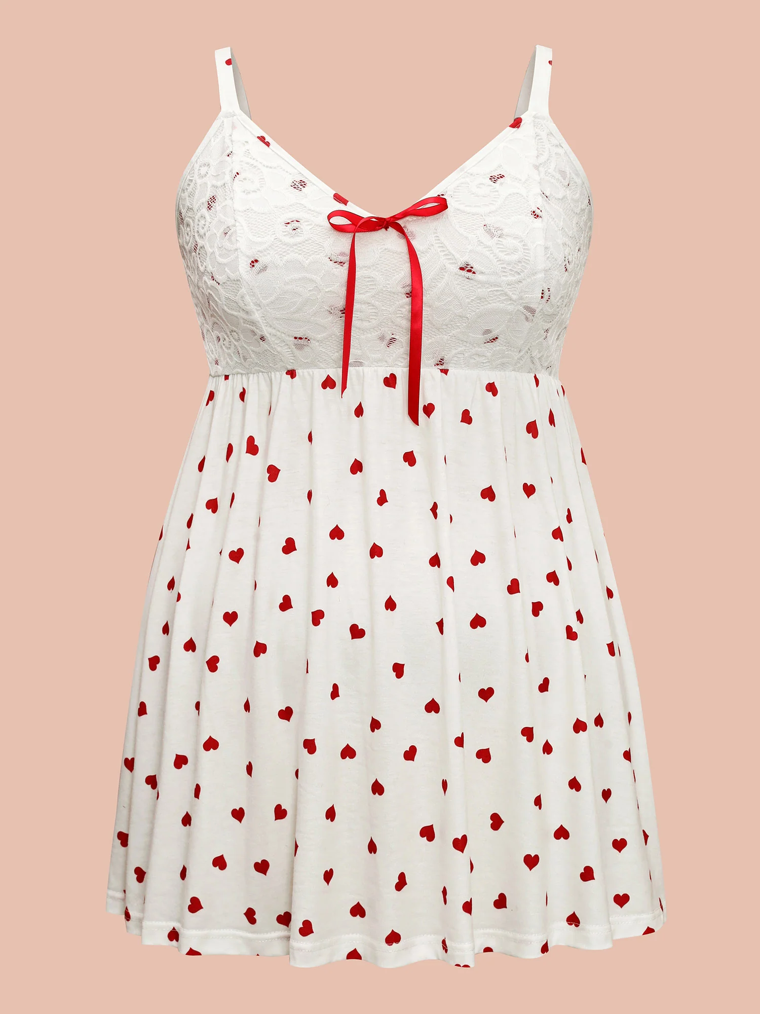Romantic Heart Print Lace Sleep Dress - Image 7