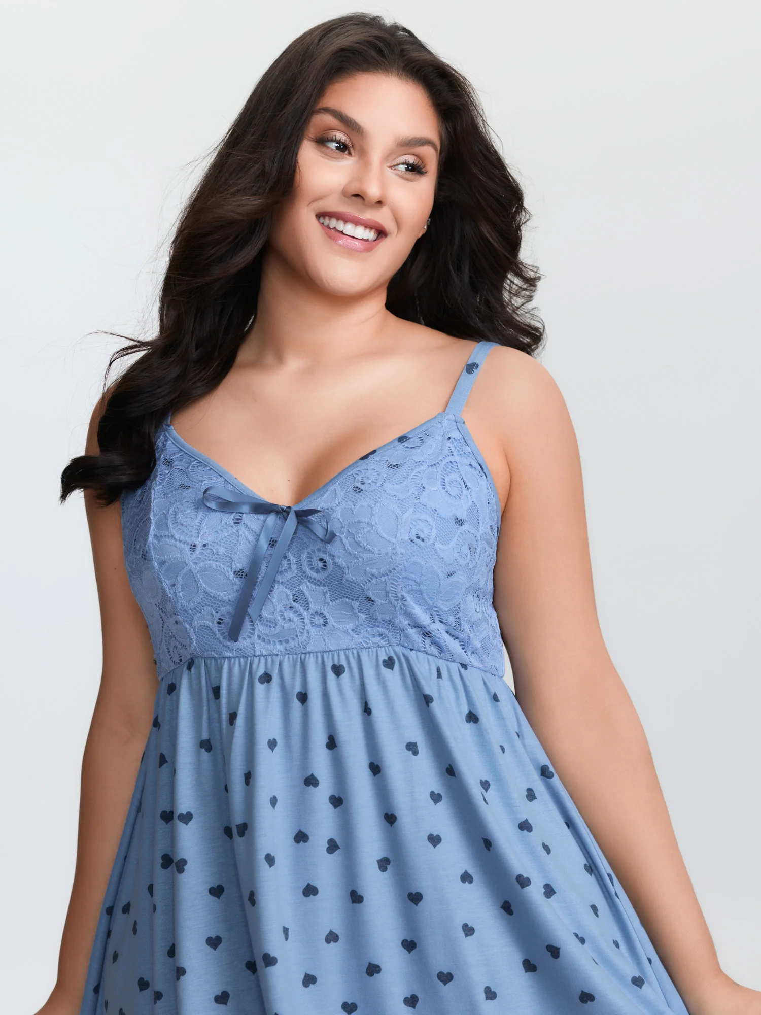 Romantic Heart Print Lace Sleep Dress - Image 9