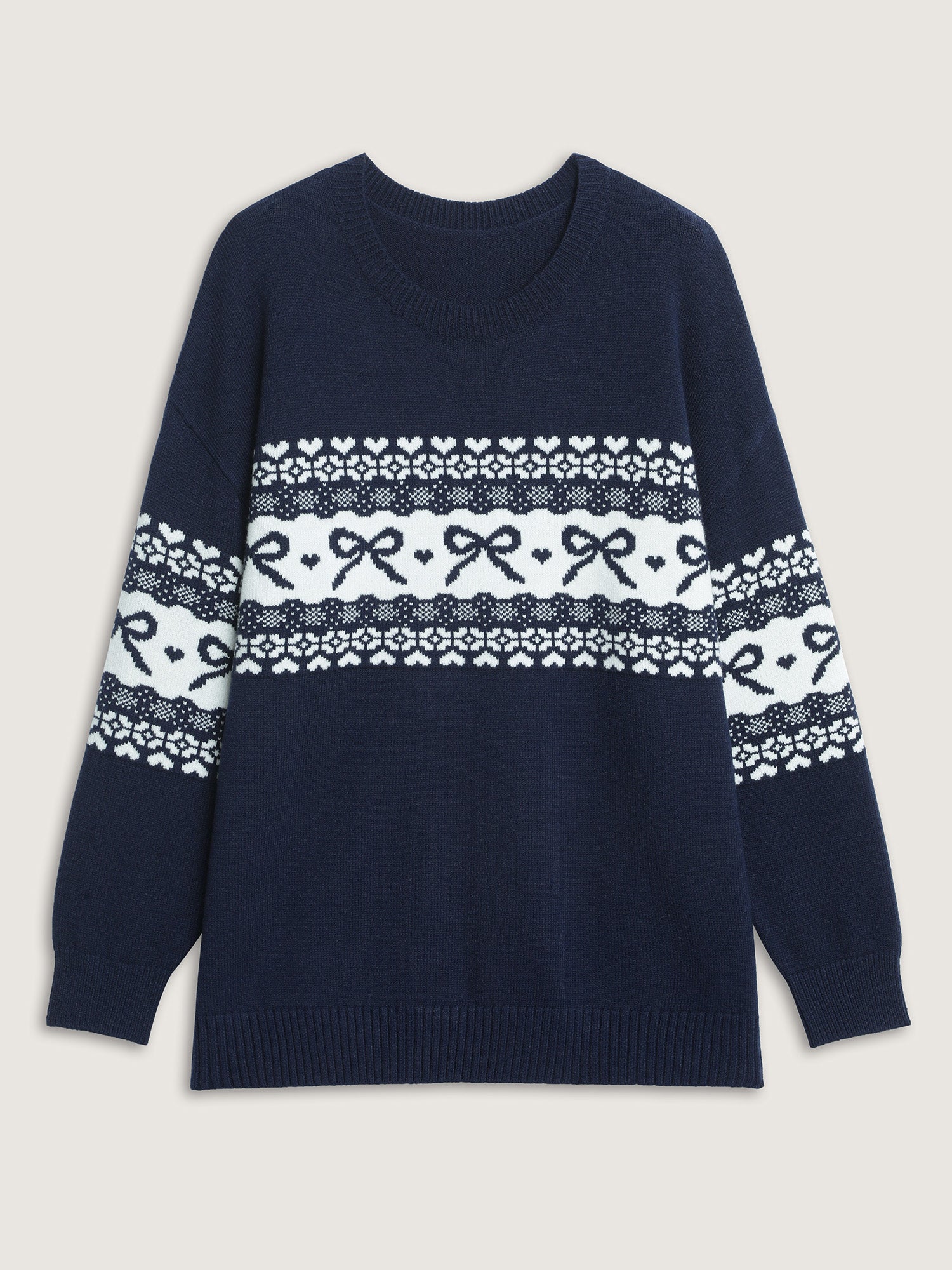Supersoft Bow Pattern Jacquard Blend Pocket Pullover - Image 7