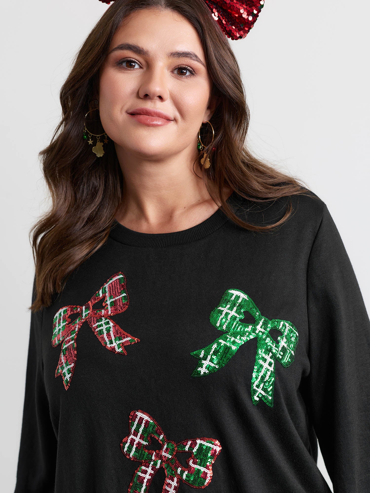 Bow Sequin Embroidery Sweathshirt - Image 2