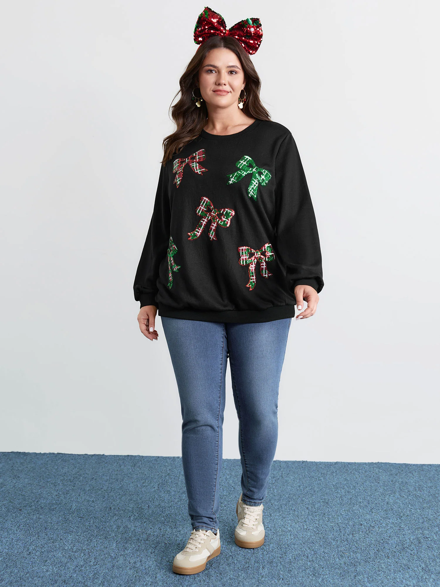Bow Sequin Embroidery Sweathshirt - Image 4