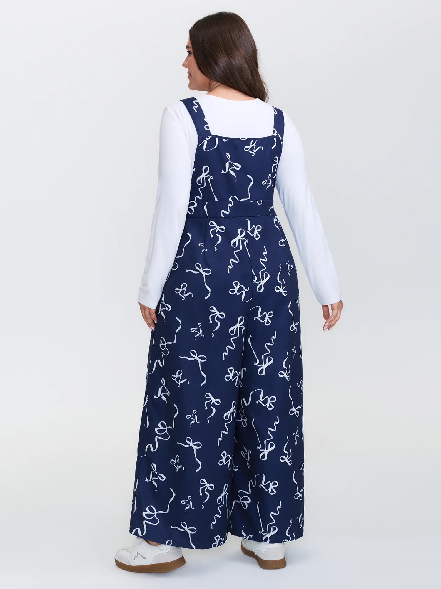 Bow-Tie Print Adjustable Overall Straps Jumpsuit - Image 4