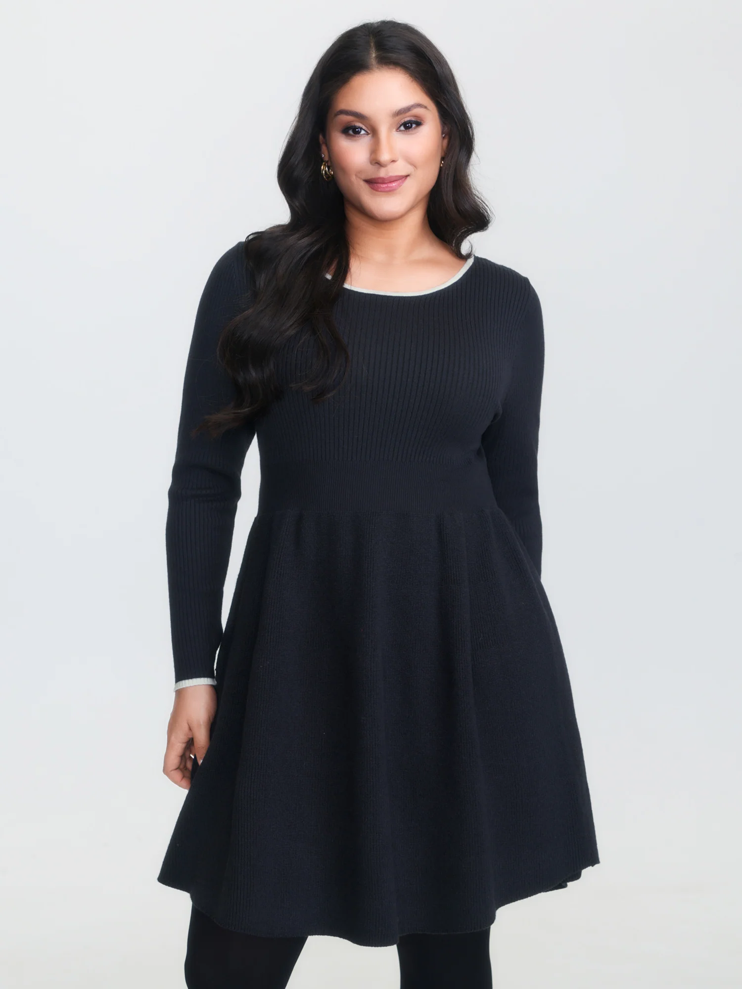 Bowknot Back A-Line Cinched-Waist Sweater Dress - Image 2