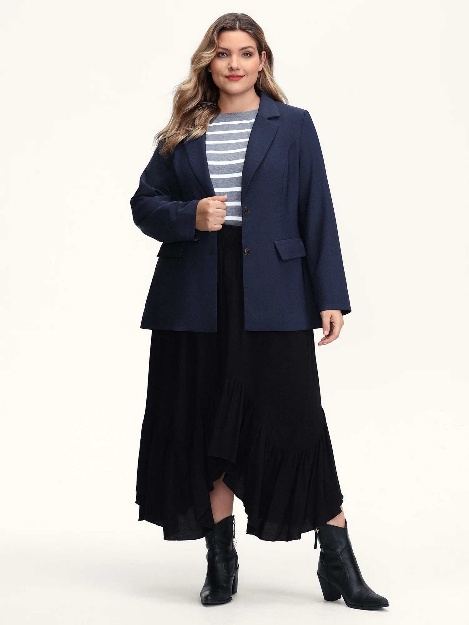 Bowknot Back Split Hem Contrast Blazer - Image 3