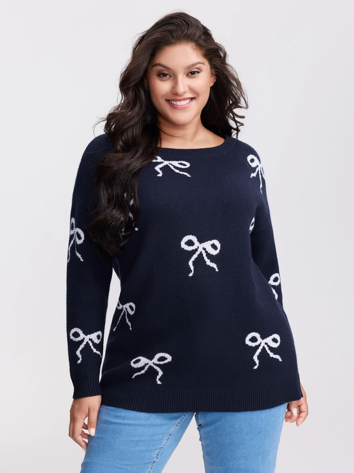 Supersoft Bowknot Boat Neckline Pullover