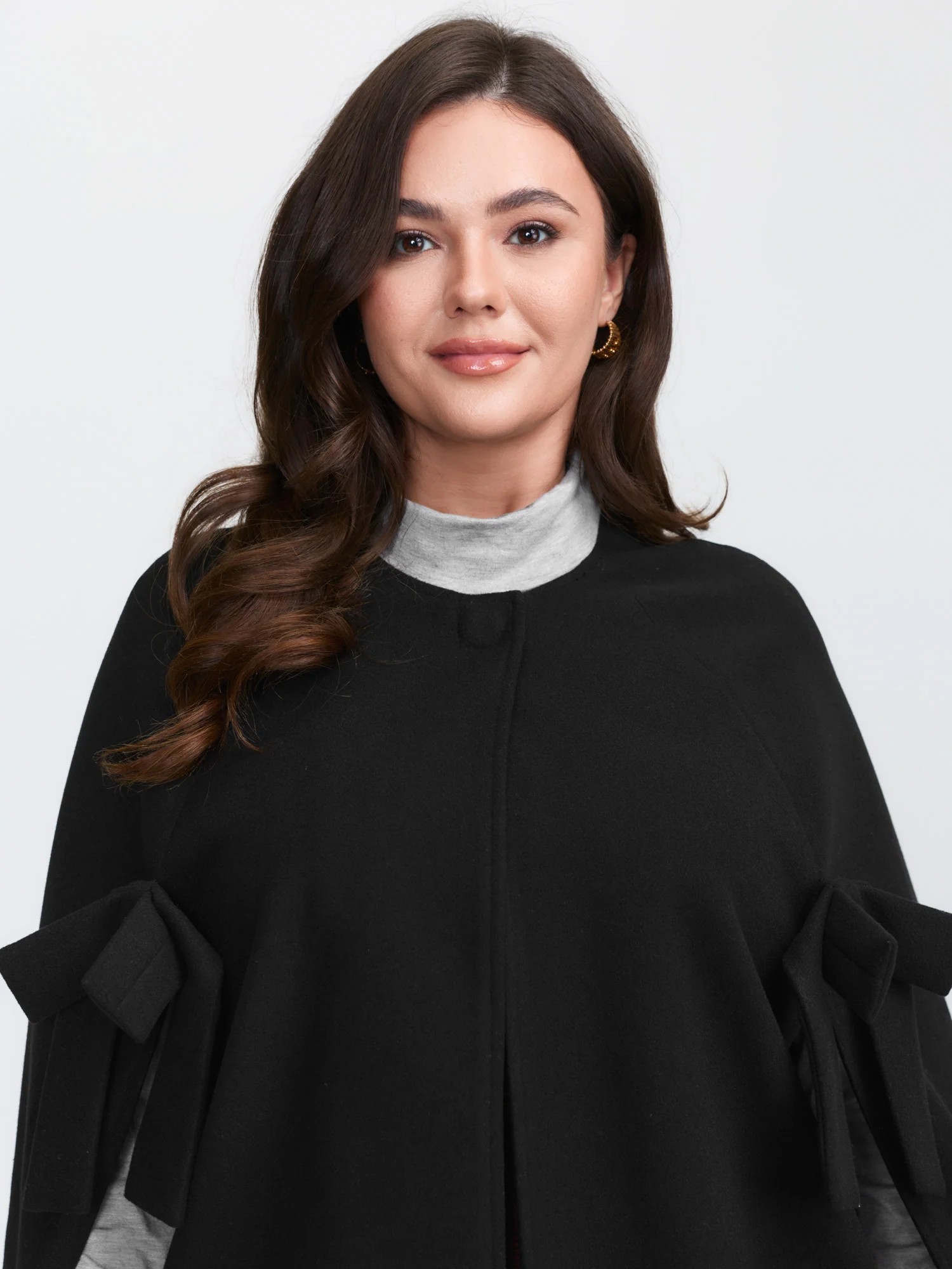 Bowknot Cape Style Split Coat - Image 2