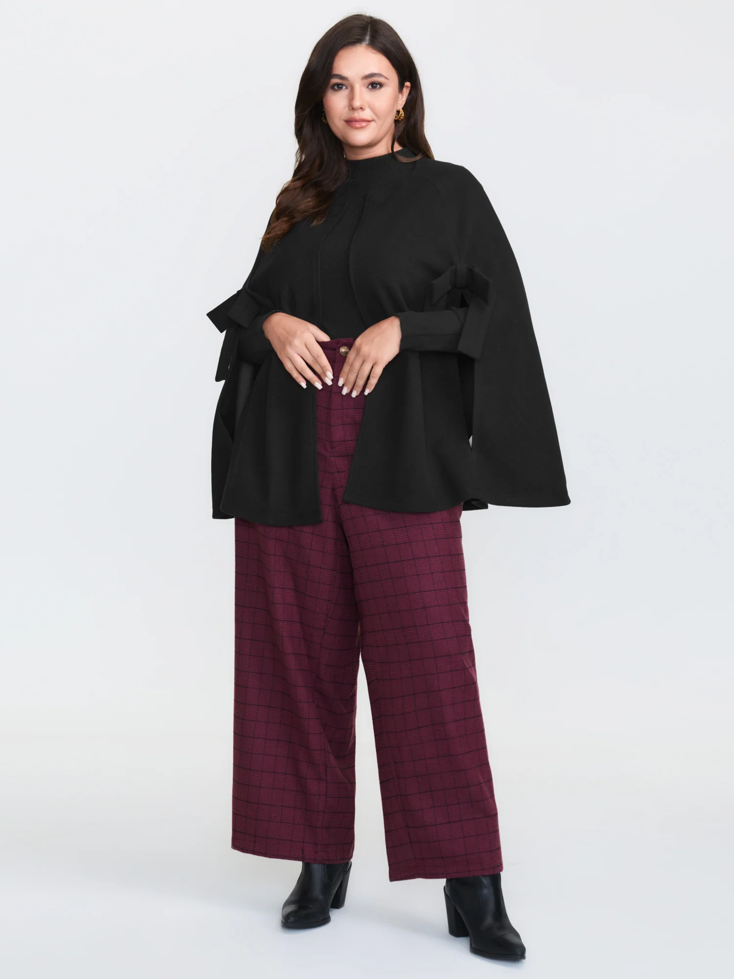 Bowknot Cape Style Split Coat - Image 3