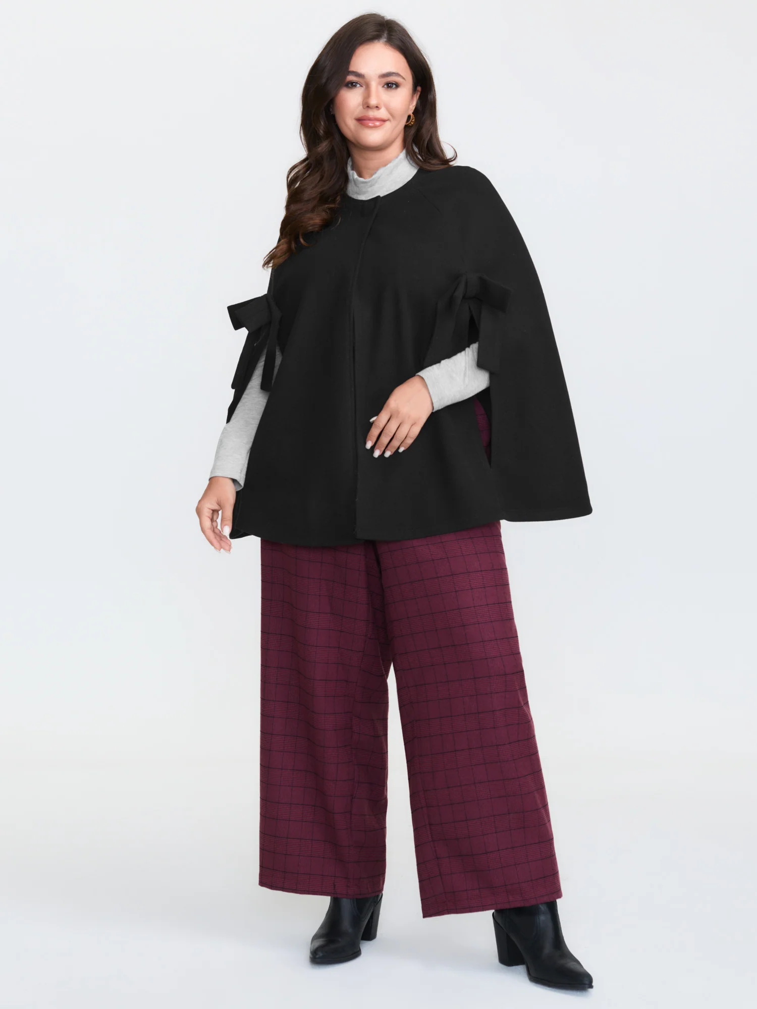 Bowknot Cape Style Split Coat - Image 4
