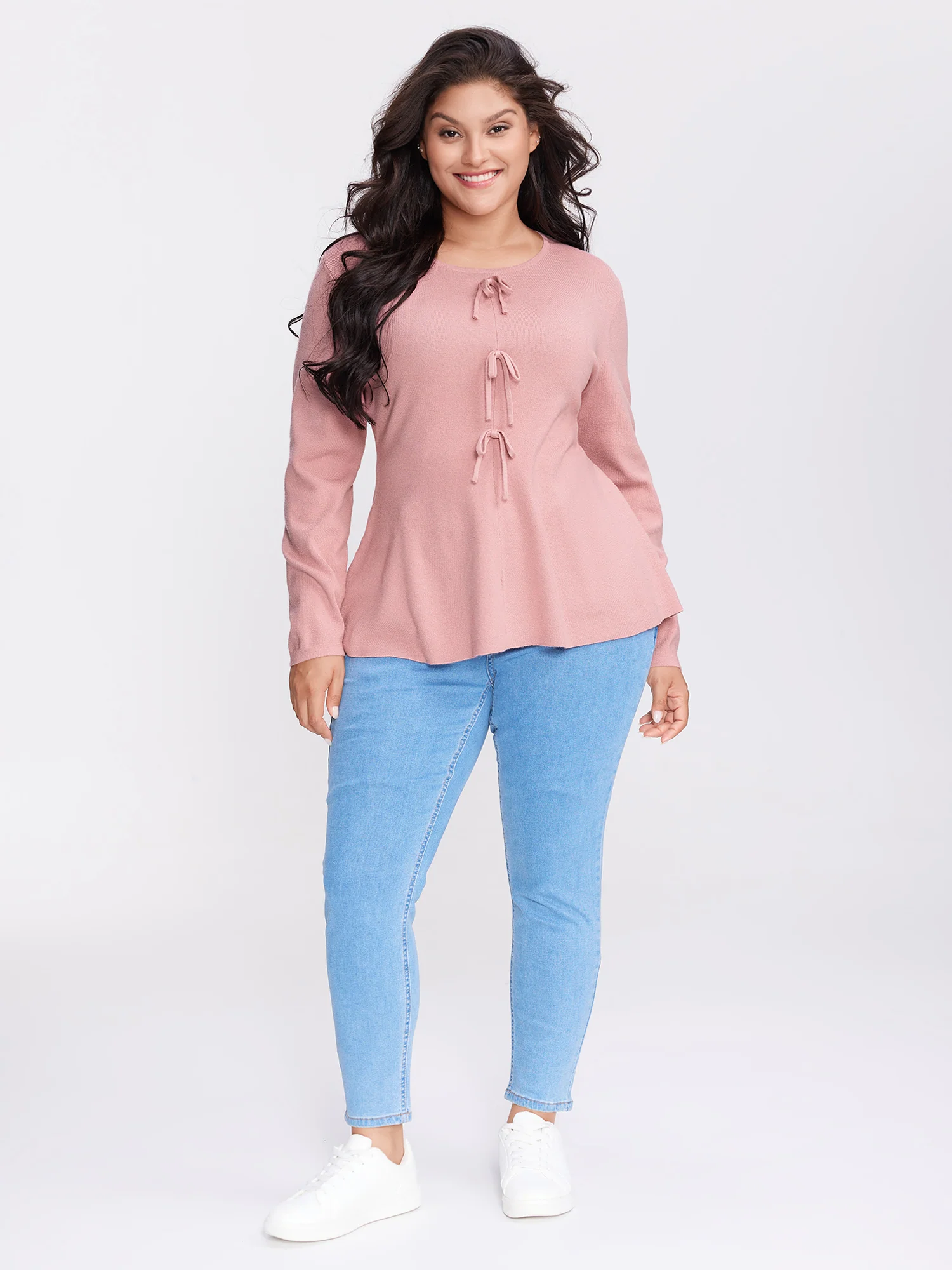 Bowknot Cinched-Waist A-Line Pullover - Image 3