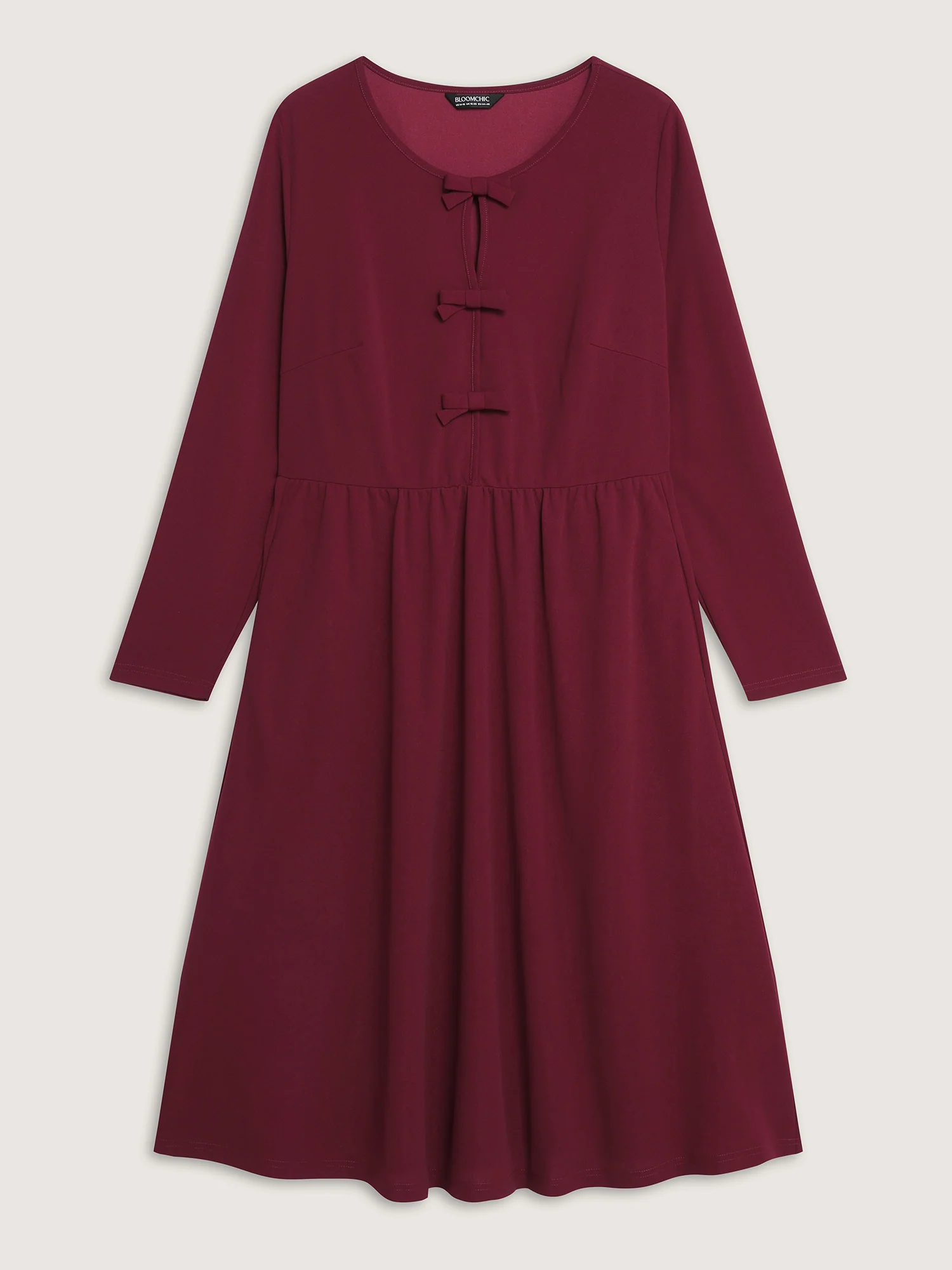 Bowknot Detail Pockets Knit Midi Dress - Image 7