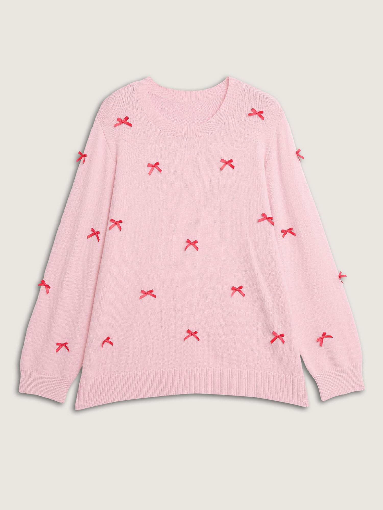 Bowknot Detail Ribbed Hem Pullover - Image 7
