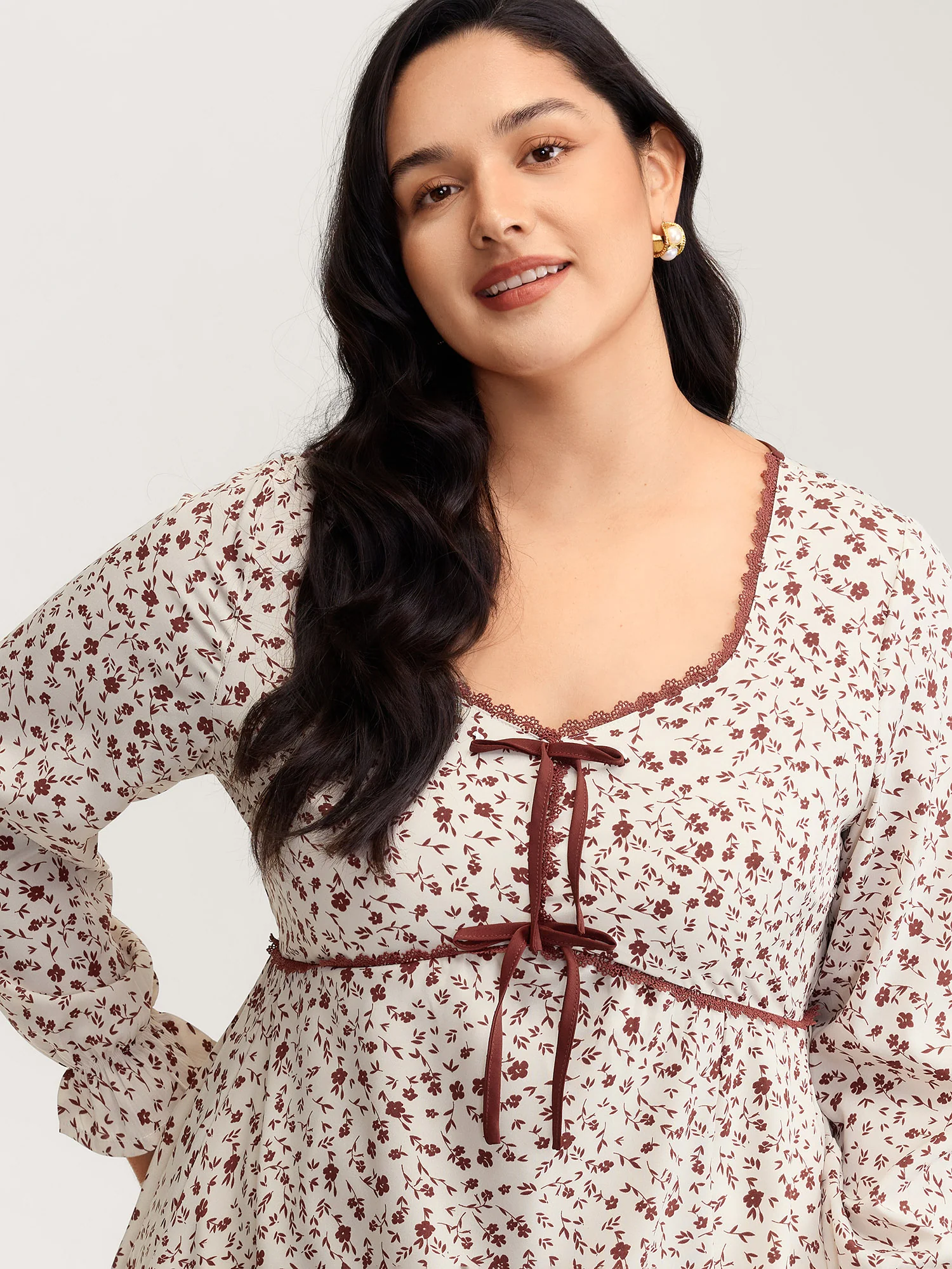 Bowknot Detail Stretchy Waist-Defining Midi Dress - Image 2
