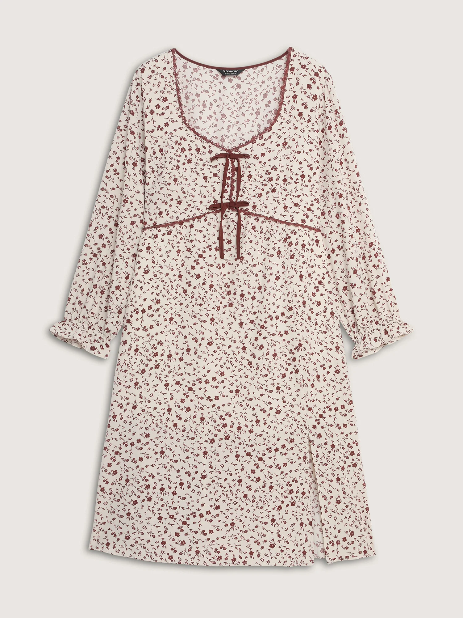 Bowknot Detail Stretchy Waist-Defining Midi Dress - Image 7