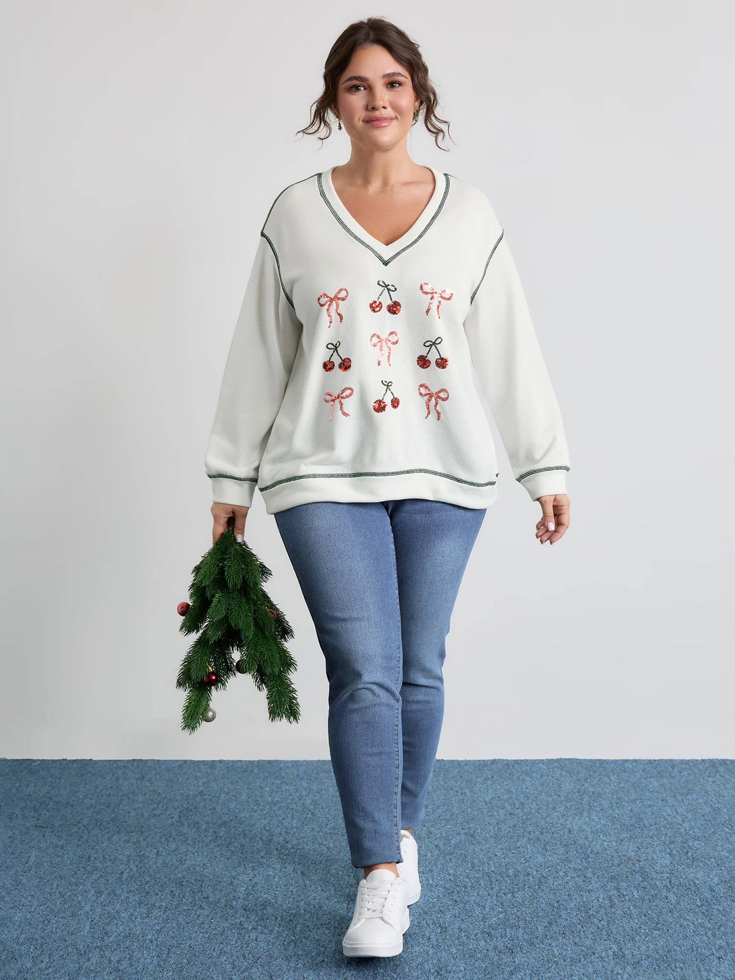 Bowknot Embroidery Relaxed-Fit Sweatshirt - Image 3