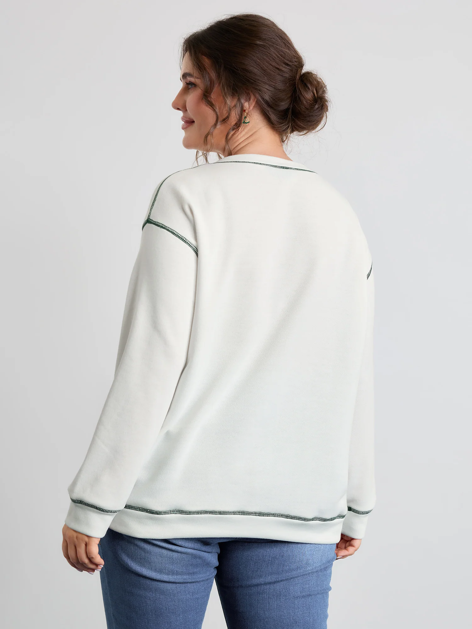 Bowknot Embroidery Relaxed-Fit Sweatshirt - Image 4