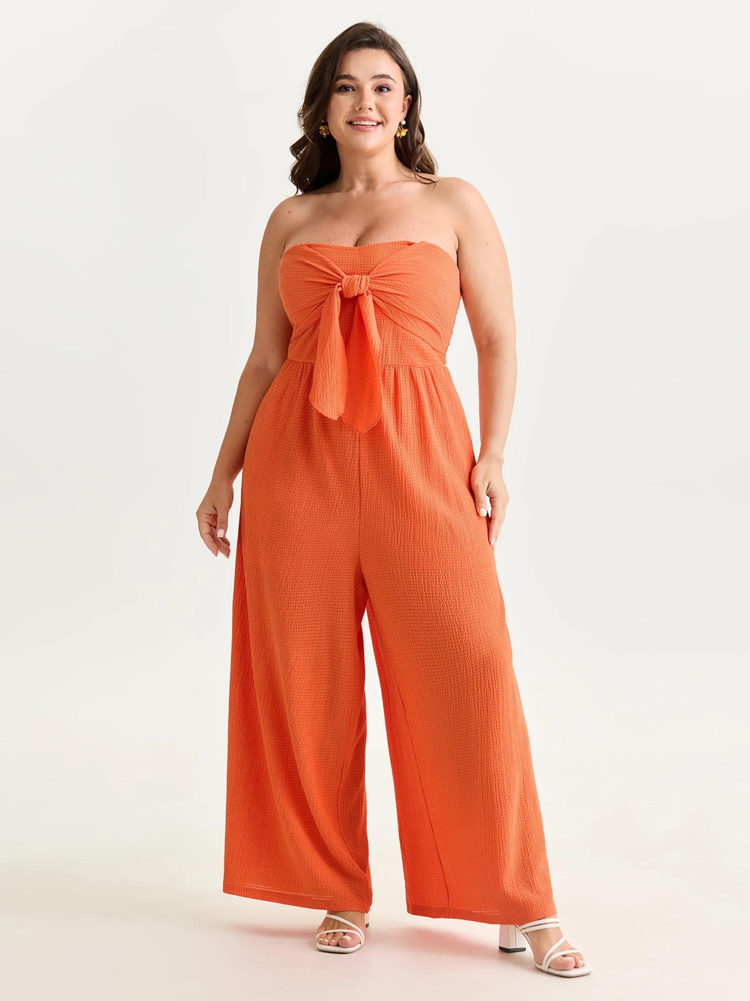 Bowknot Front Color Contrast Jumpsuit