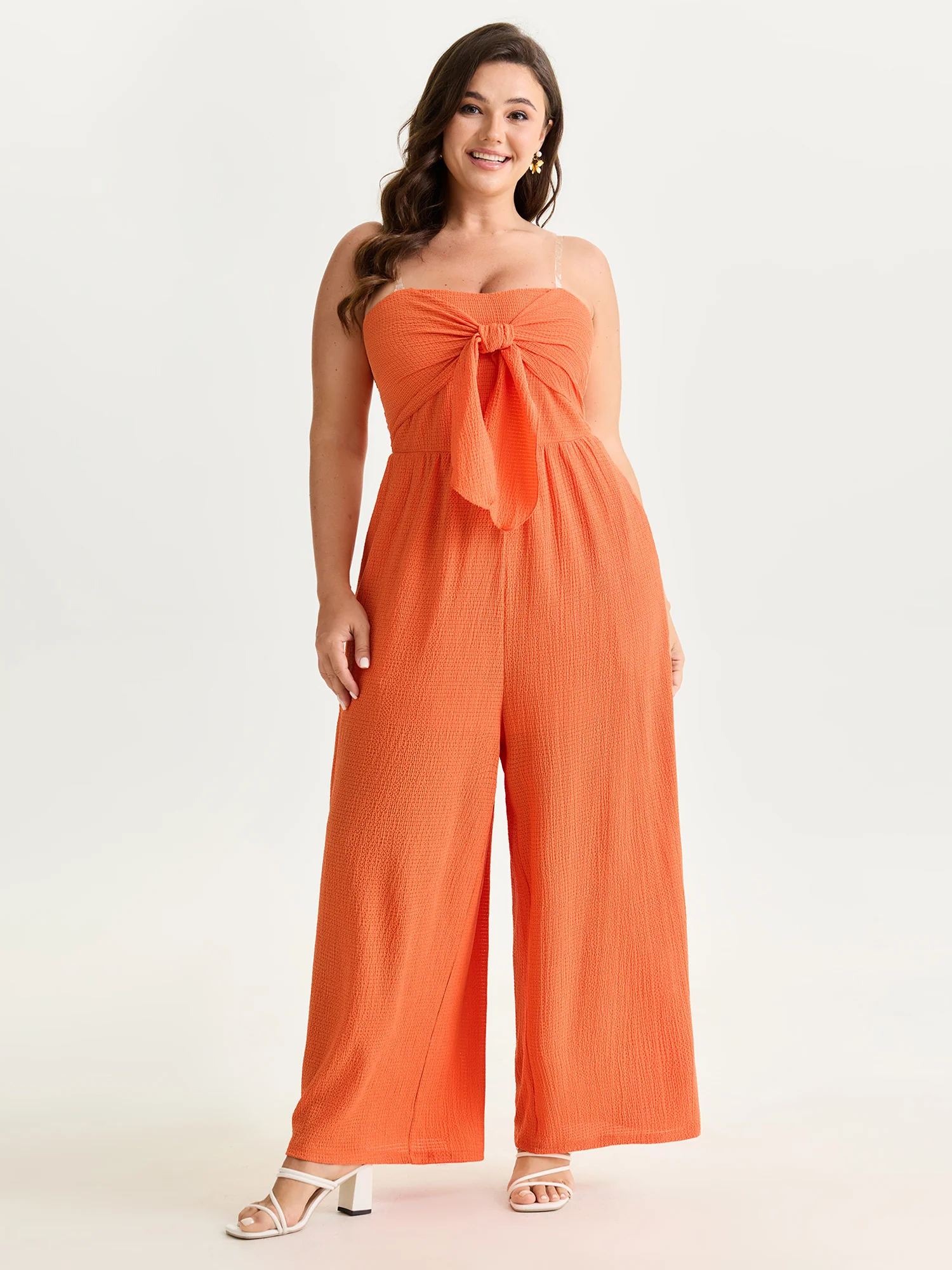 Bowknot Front Color Contrast Jumpsuit - Image 3