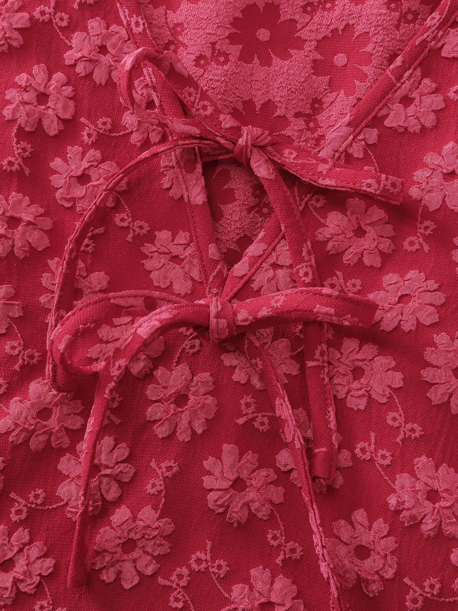Bowknot Jacquard Stretchy Waist Knee-Length Dress - Image 5