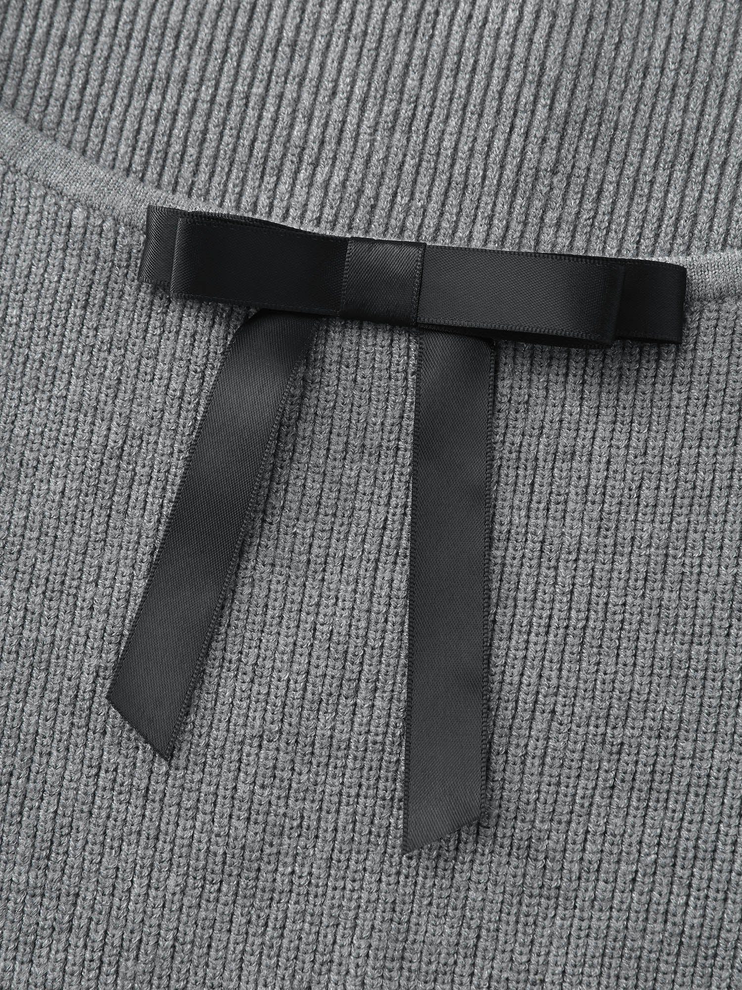 Bowknot Neckline Cinched-Waist A-Line Sweater Dress - Image 5