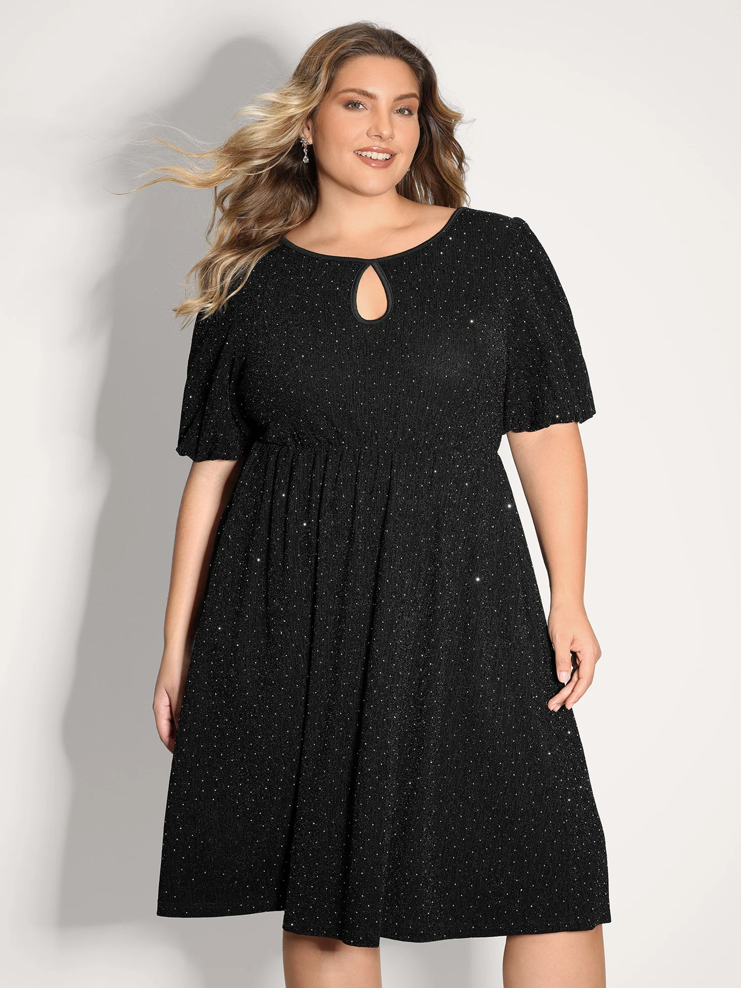 Bowknot Rhinestone Pockets Mini Dress - Image 2