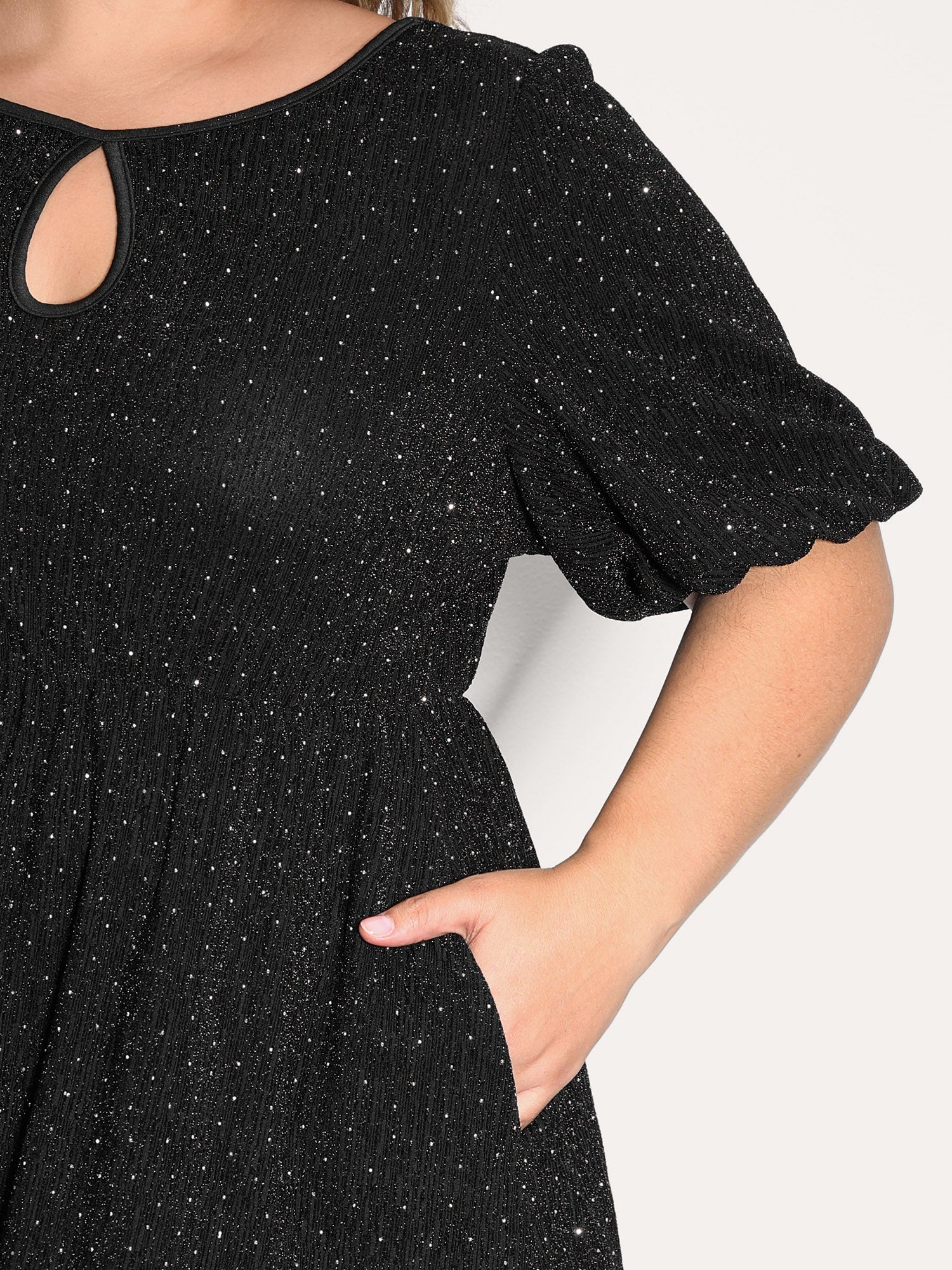 Bowknot Rhinestone Pockets Mini Dress - Image 3