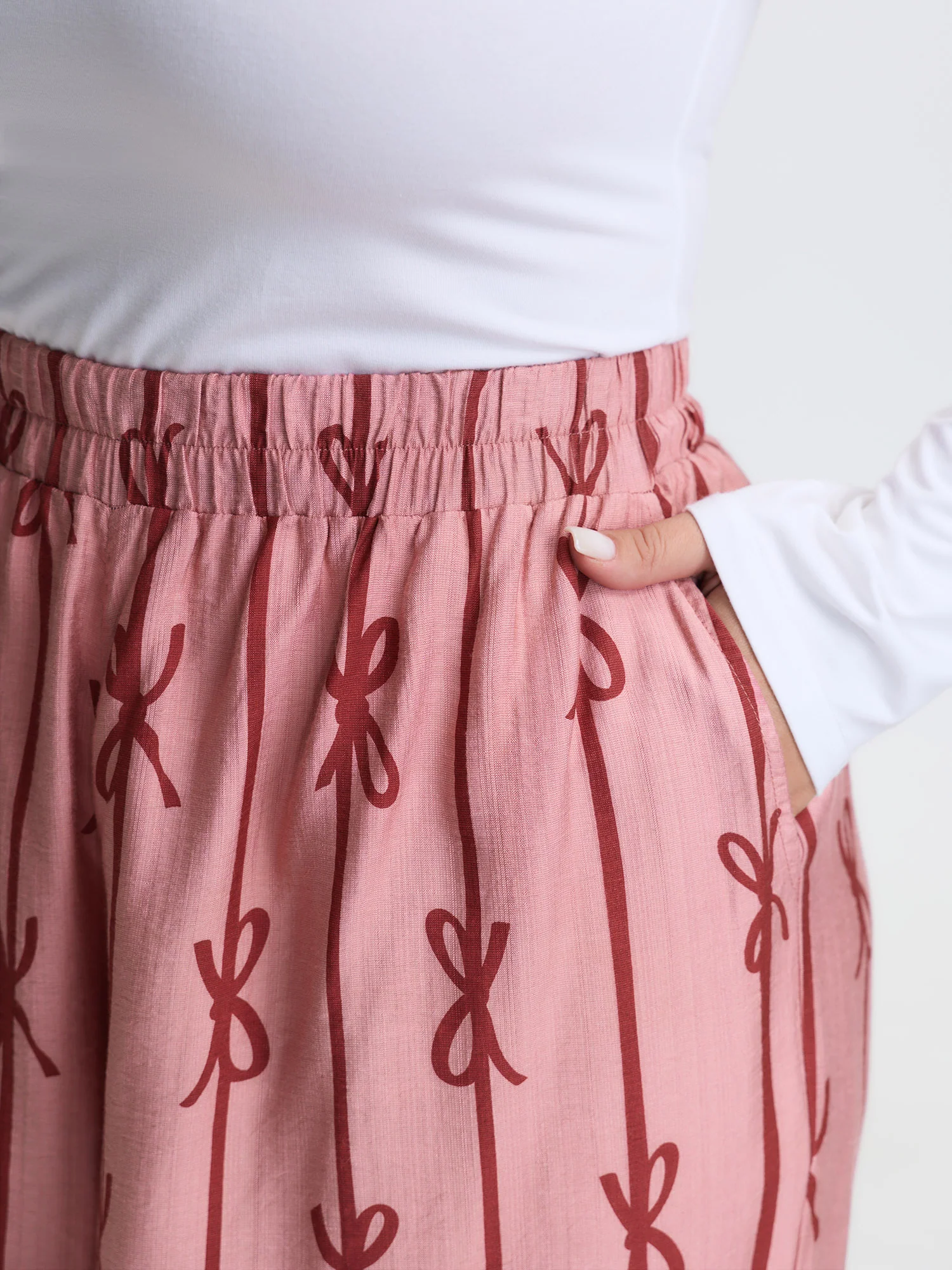 Bowknot Stripes Wide-Leg Lounge Bottoms - Image 3