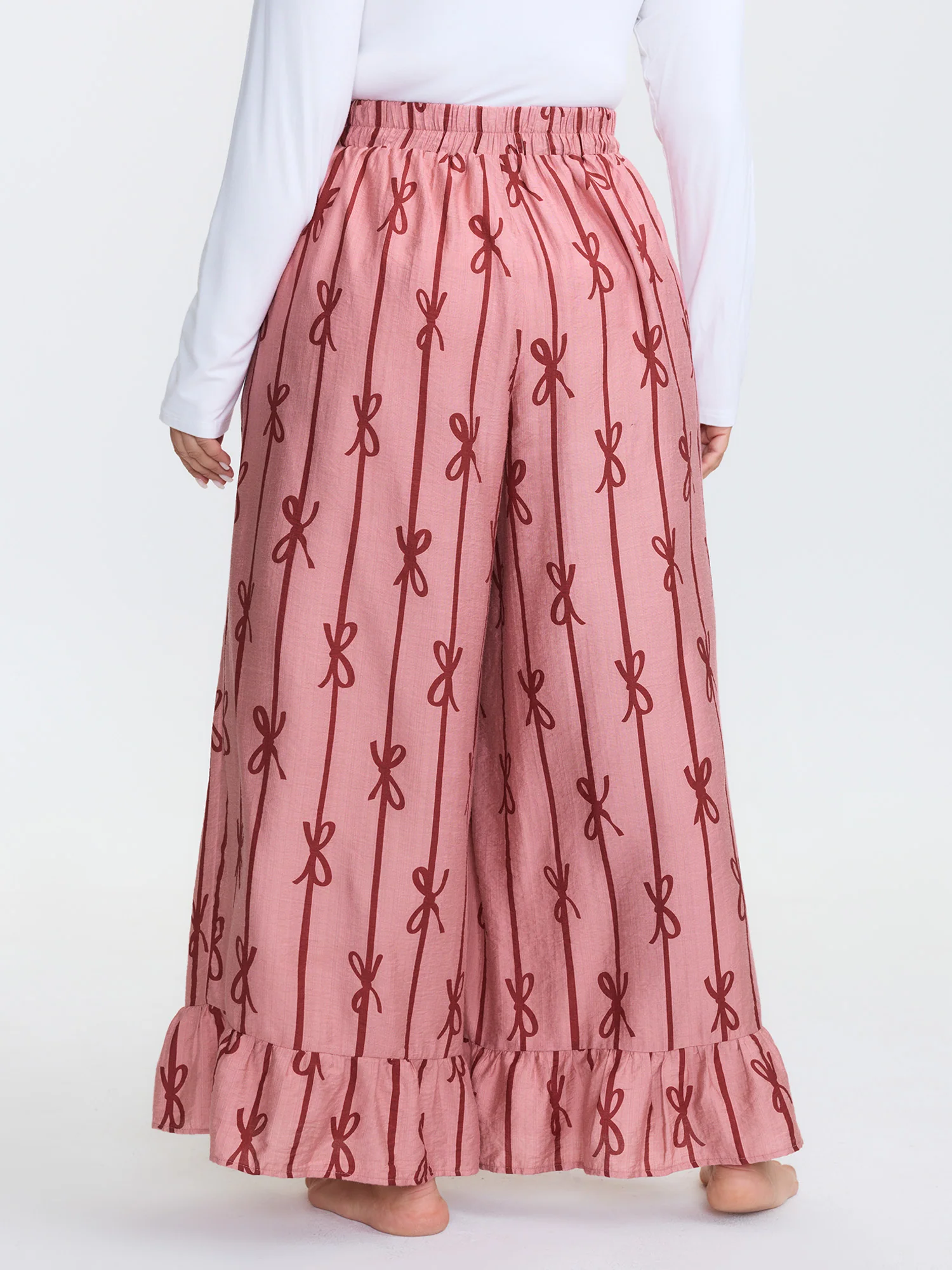 Bowknot Stripes Wide-Leg Lounge Bottoms - Image 5