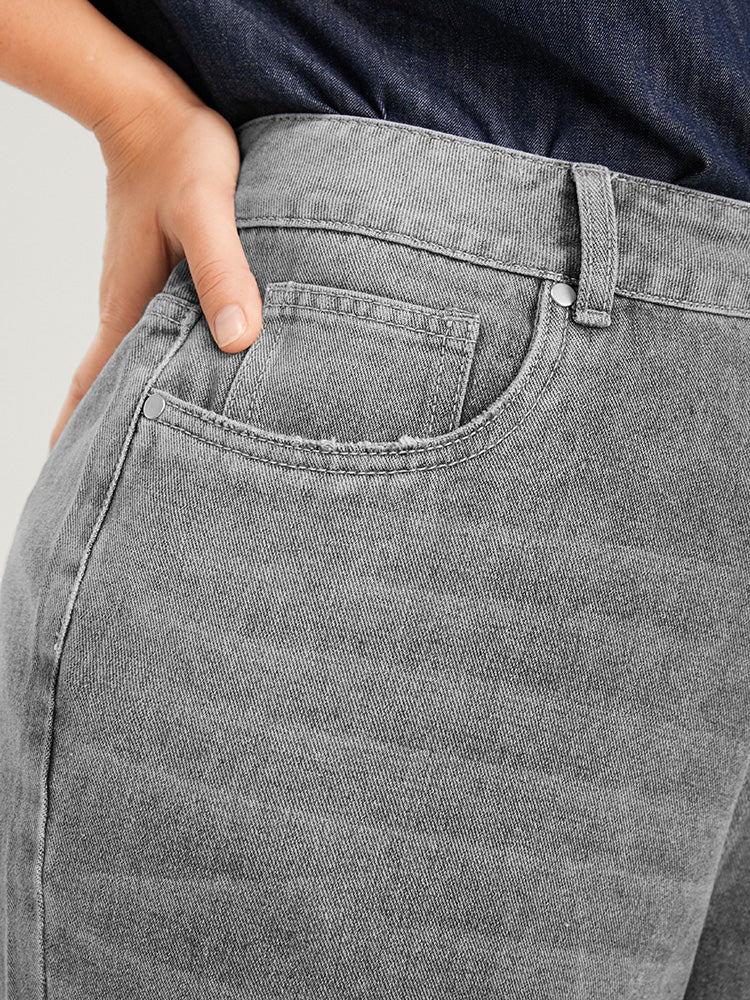 Boyfriend Wide Leg Non Stretchy High Rise Medium Wash Jeans - Image 6