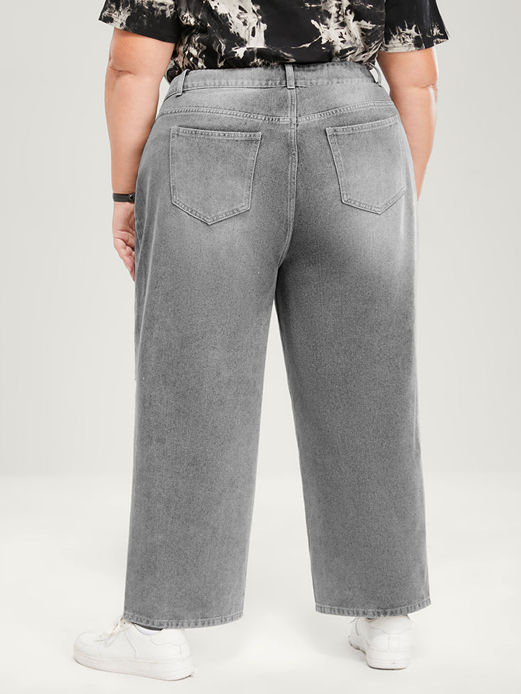 Boyfriend Wide Leg Non Stretchy High Rise Medium Wash Jeans - Image 9