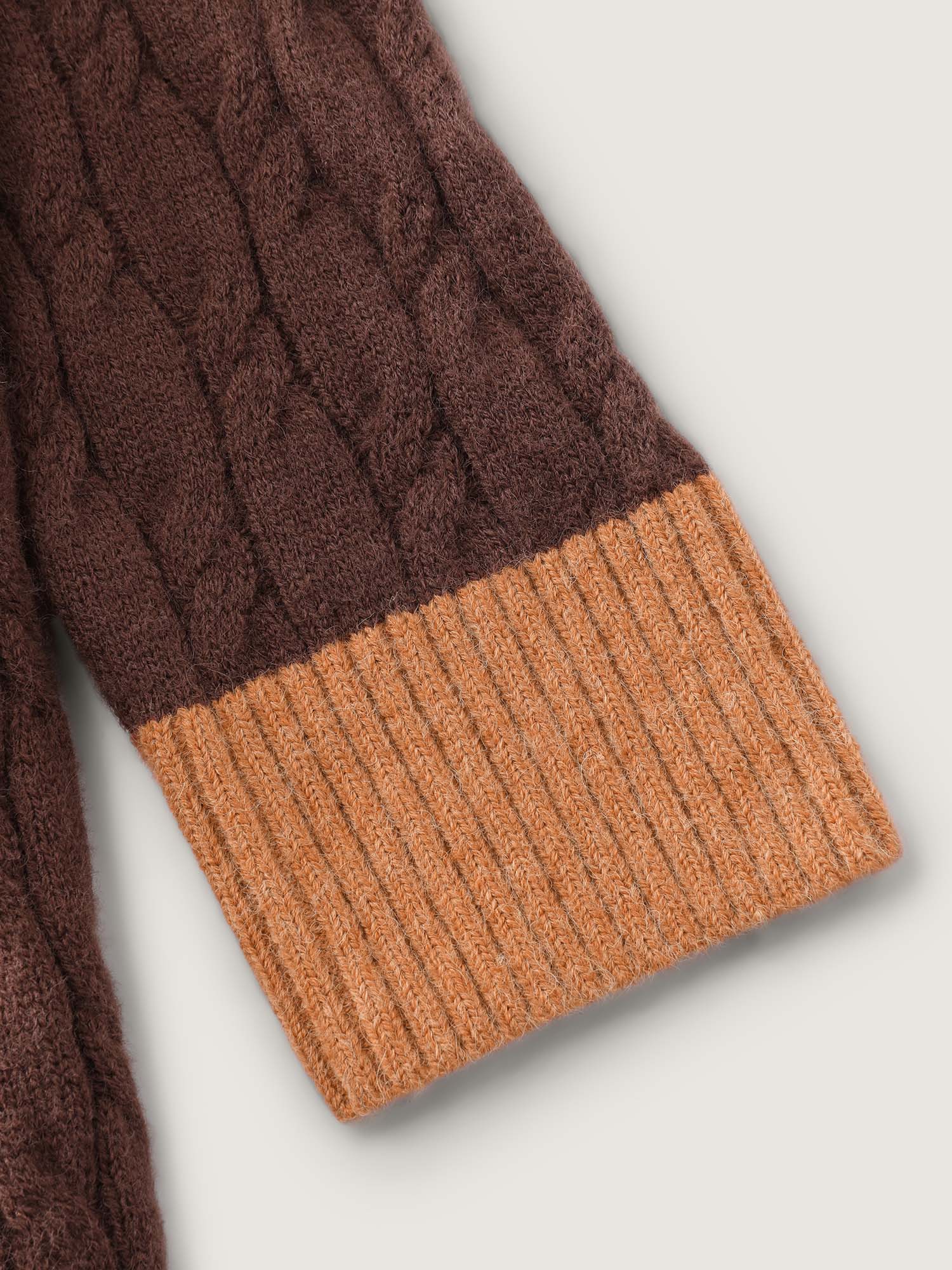 Braided Color Contrast Button Knit Cardigan - Image 6