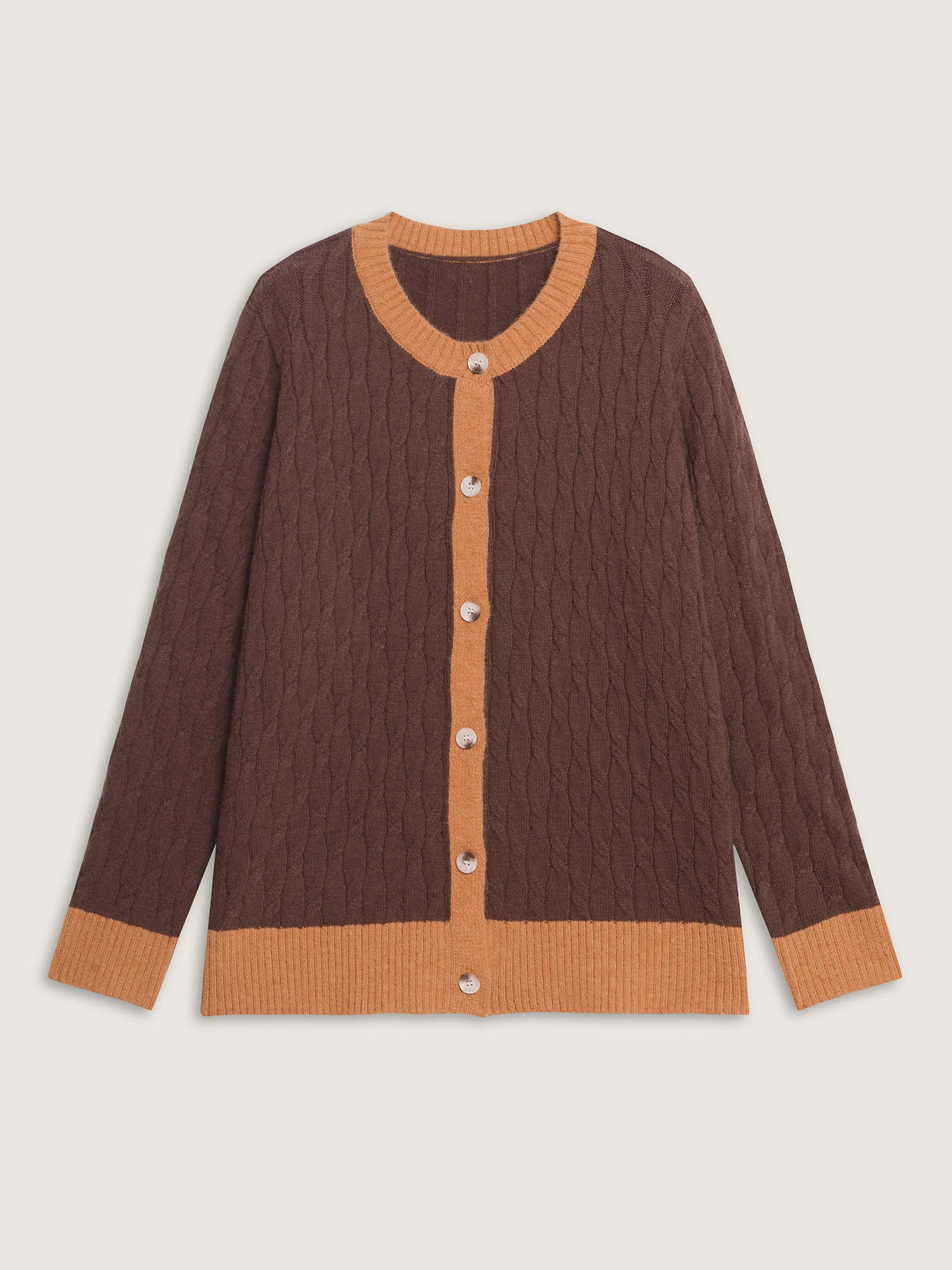 Braided Color Contrast Button Knit Cardigan - Image 8