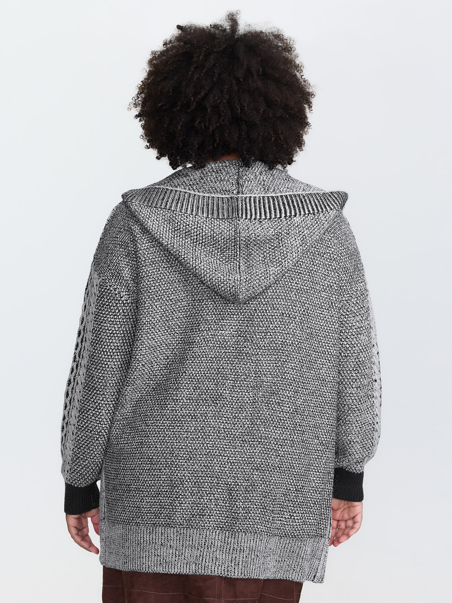 Braided Texture Button Stretchy Pockets Knit Cardigan - Image 4