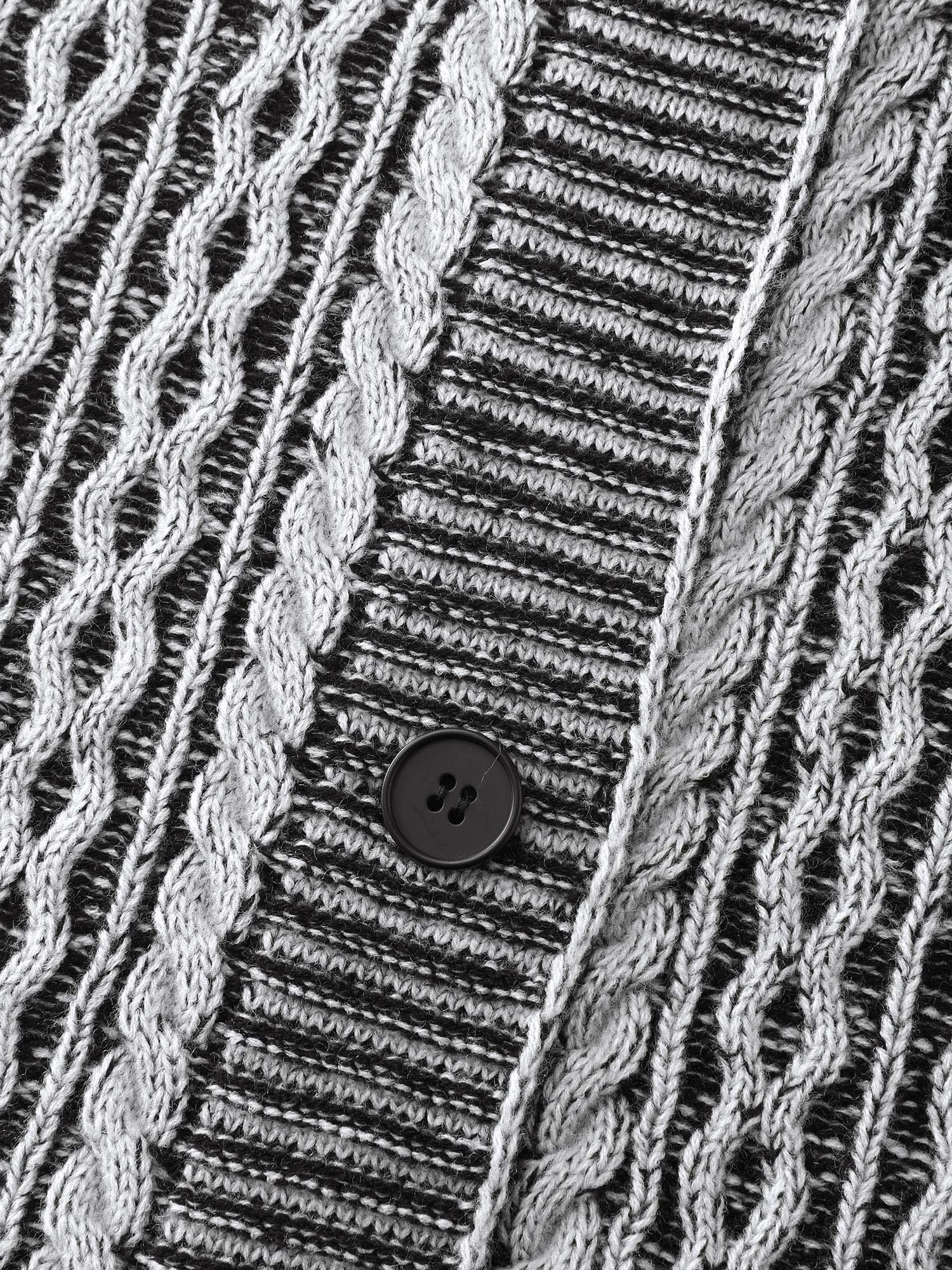 Braided Texture Button Stretchy Pockets Knit Cardigan - Image 5