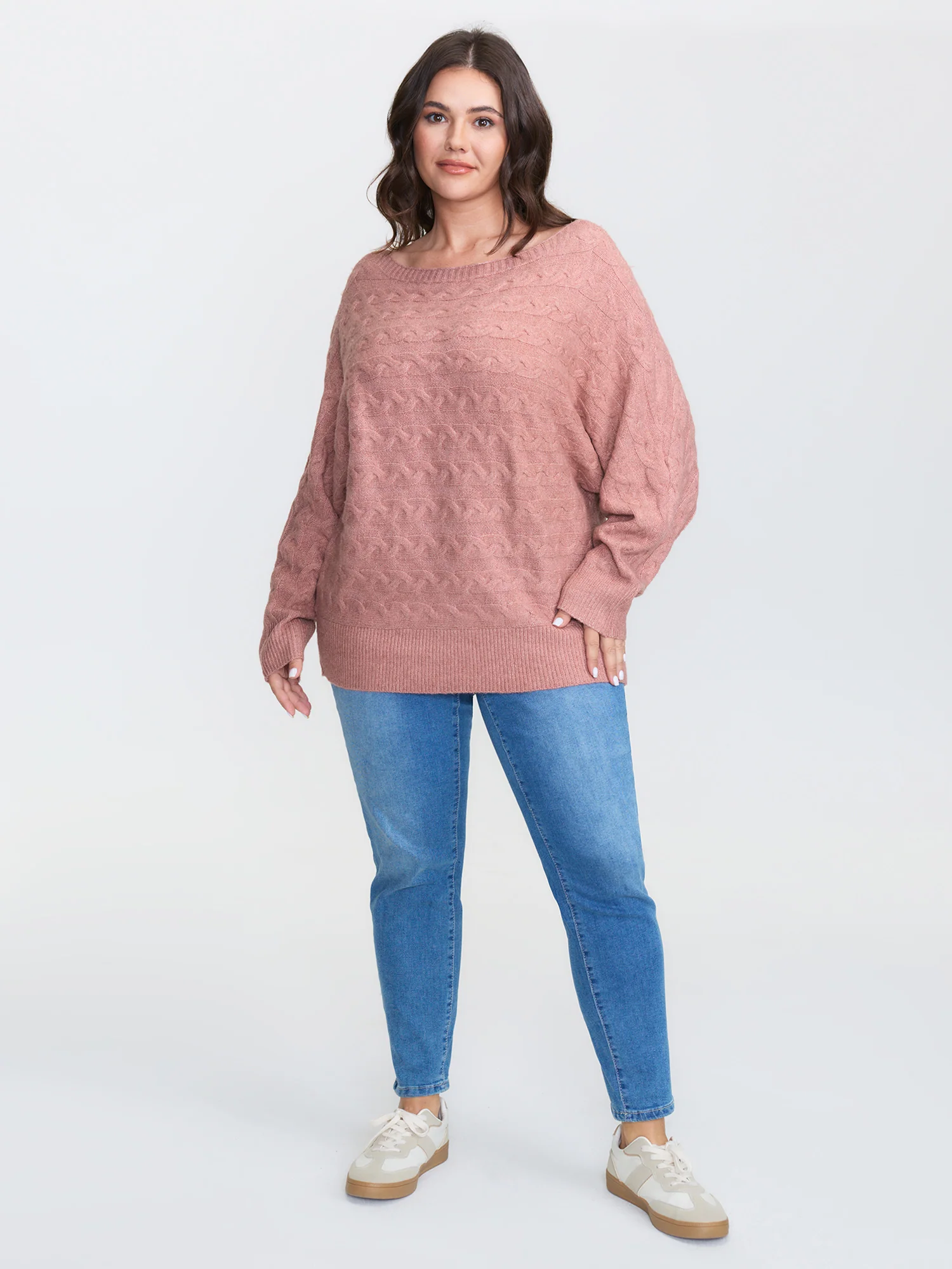 Braided Texture Dolman Sleeve Pullover - Image 3
