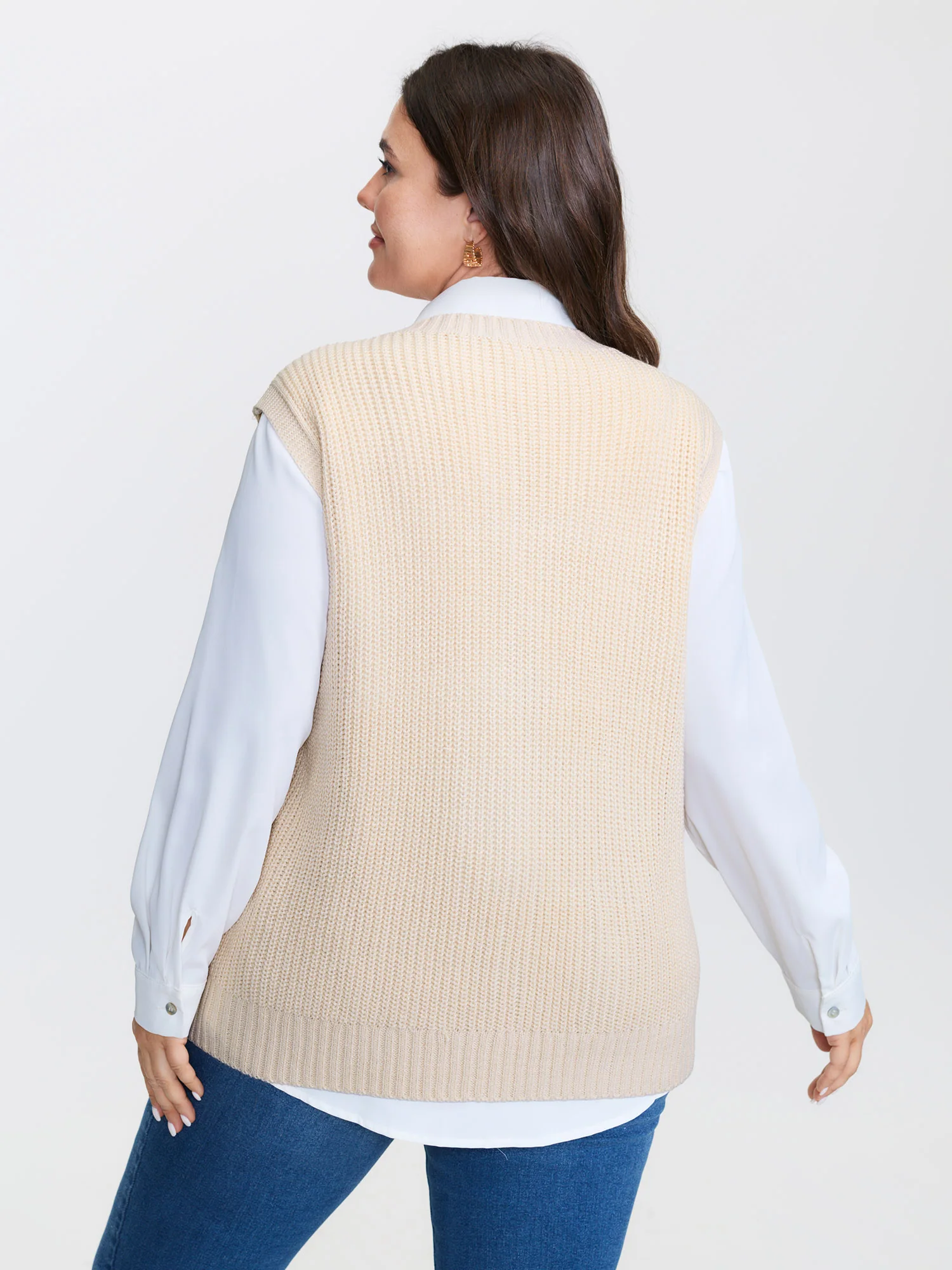 Braided Texture Ribbed Hem Sleeveless Pullover - Image 4