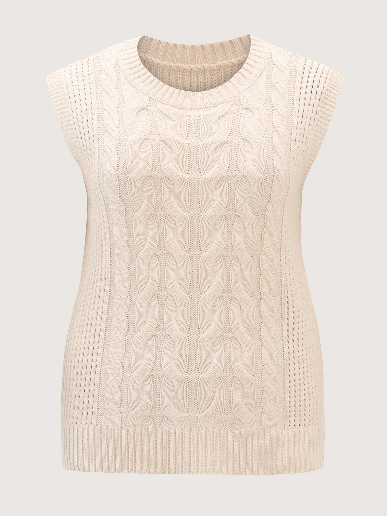 Braided Texture Ribbed Hem Sleeveless Pullover - Image 6