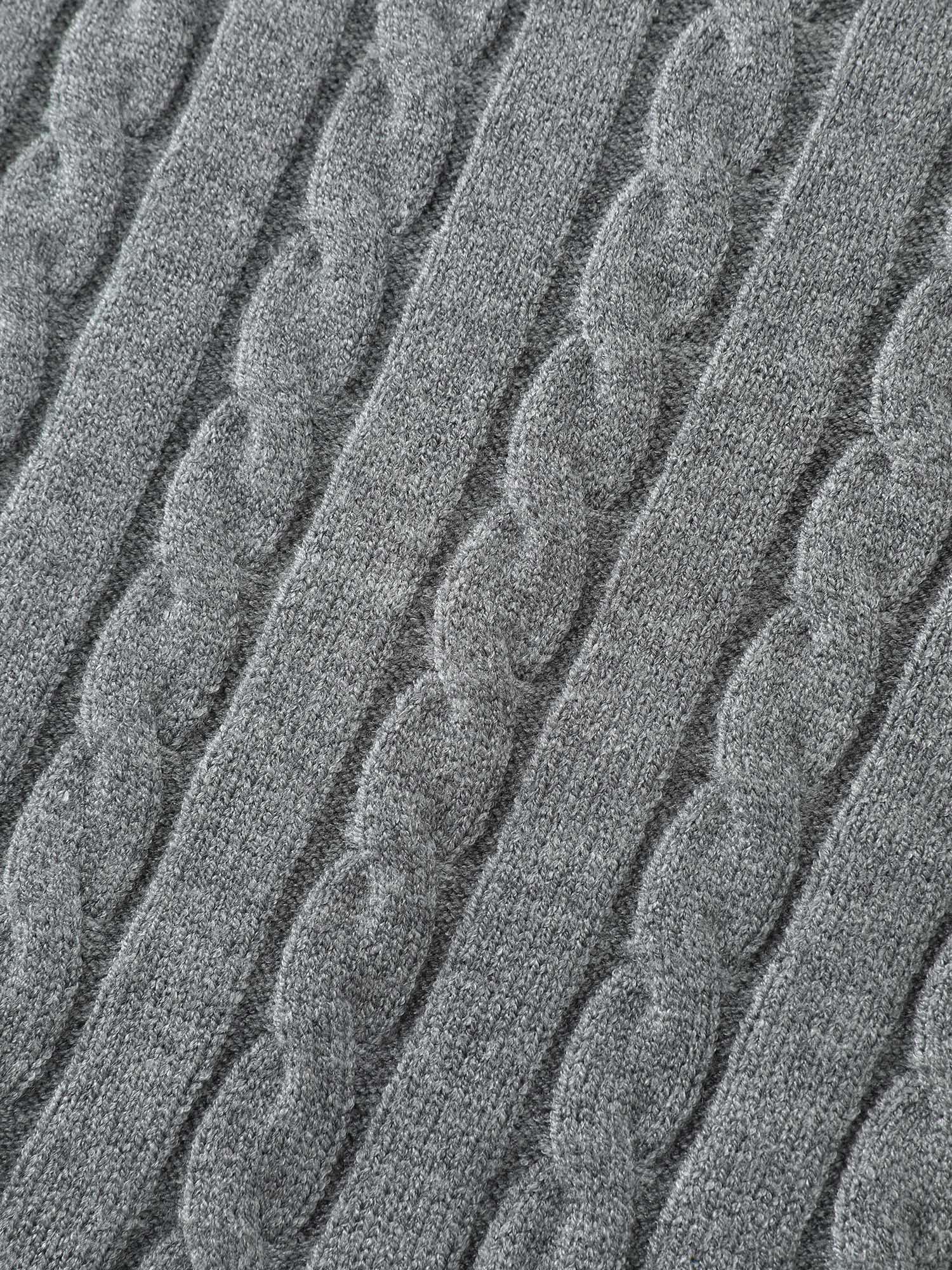Braided Texture Round Neck Pullover - Image 5