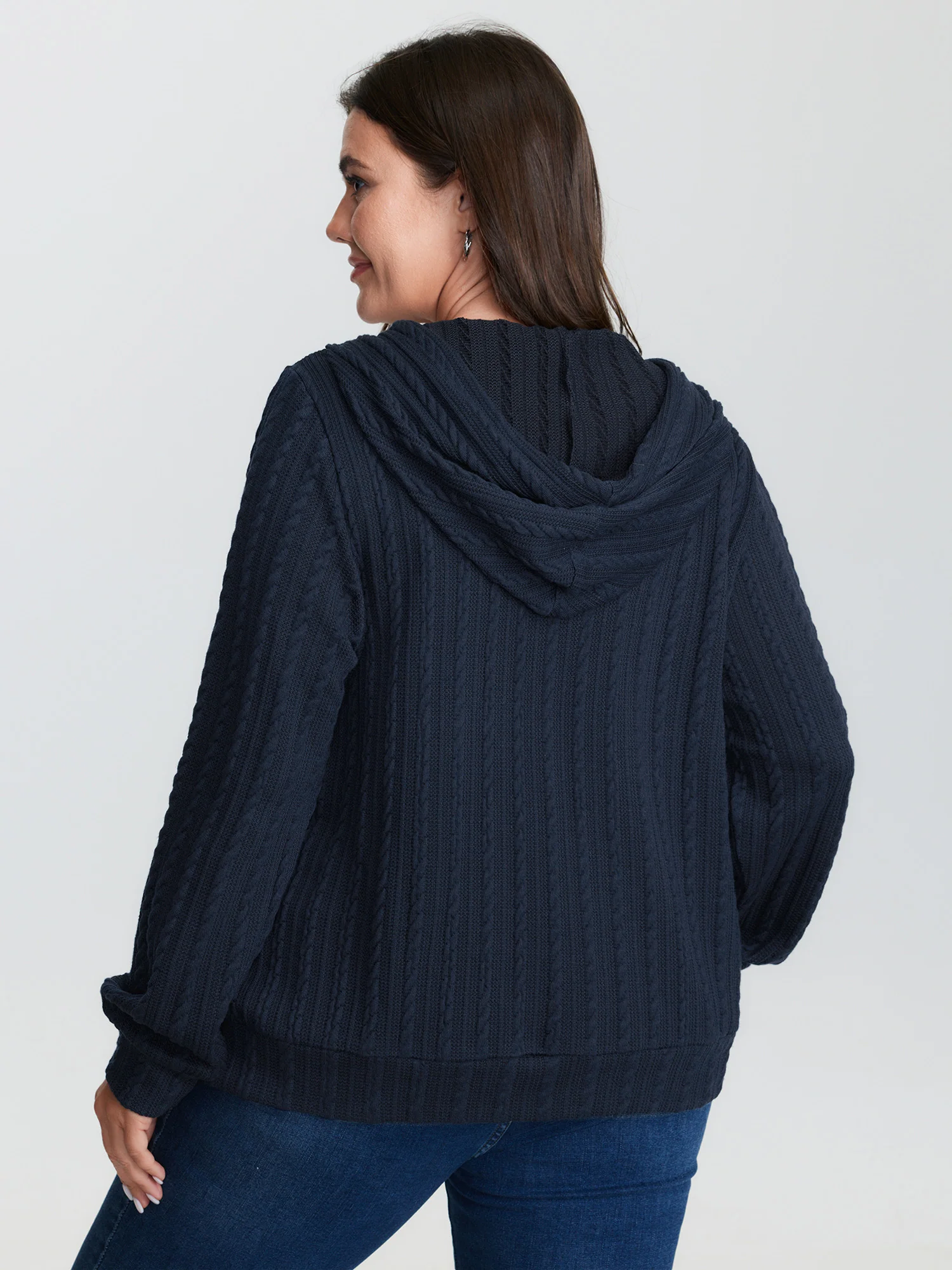 Braided Texture Zipper Hoodie - Image 5