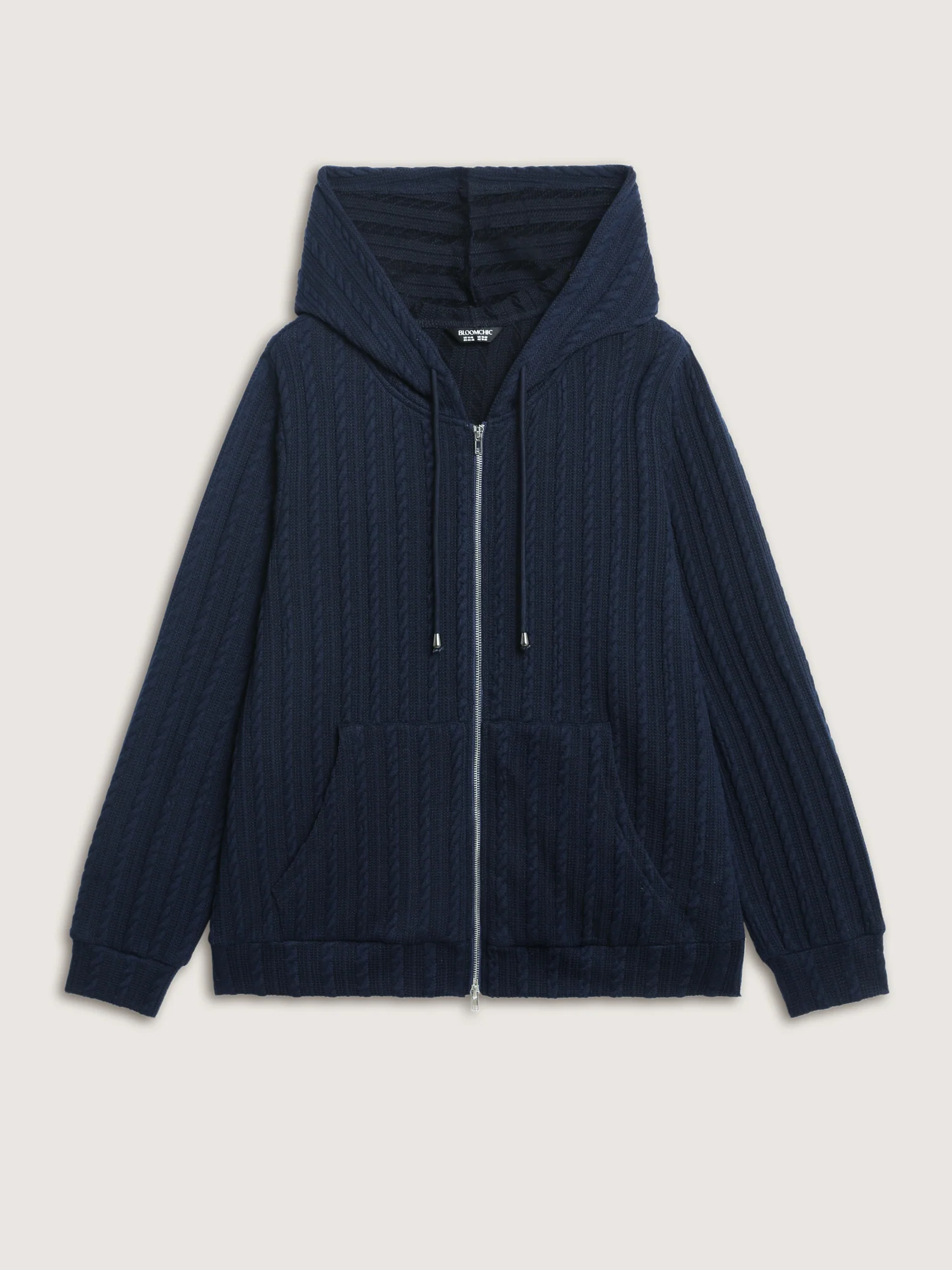 Braided Texture Zipper Hoodie - Image 9