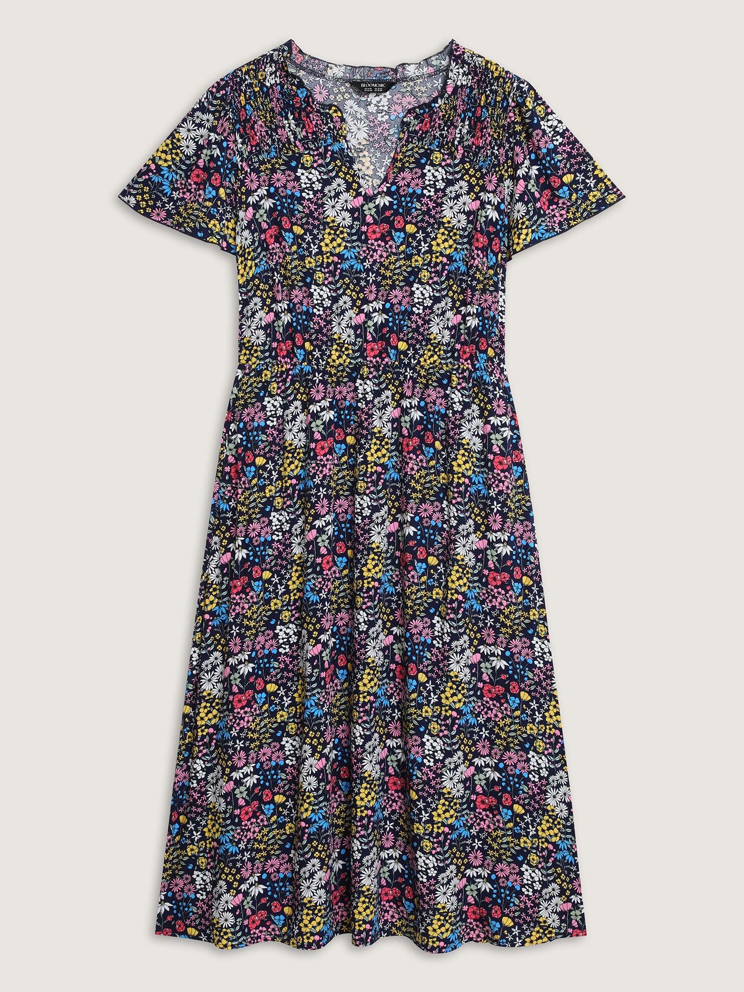 Branch Chrysanthemum Shirred Midi Dress - Image 8