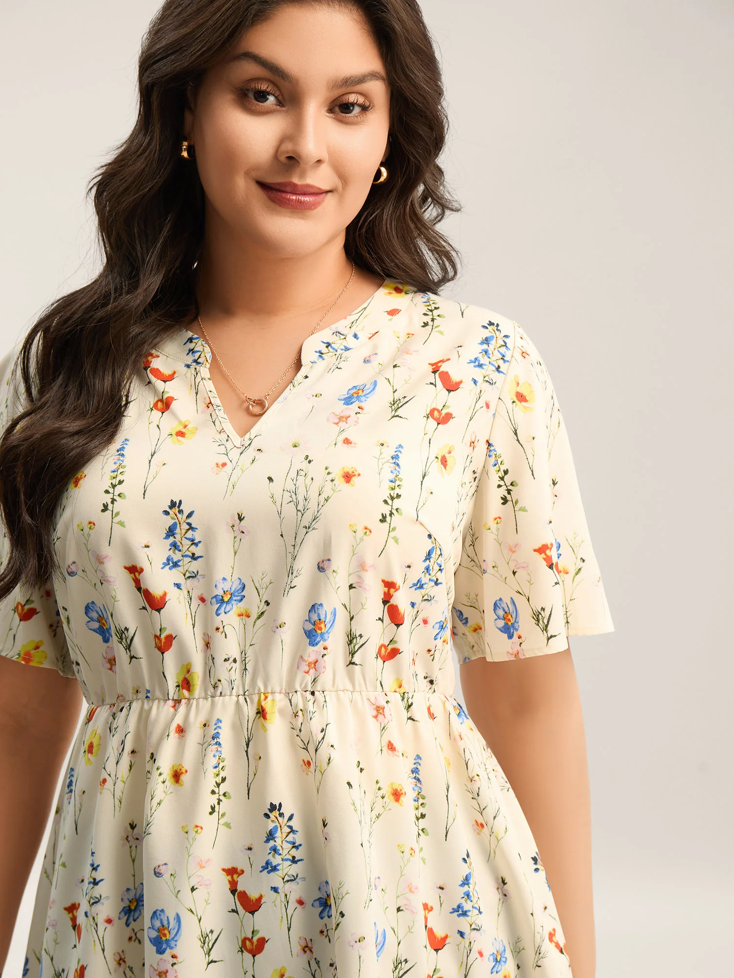 Branch Floral Print Notched Collar Blouse - Image 2