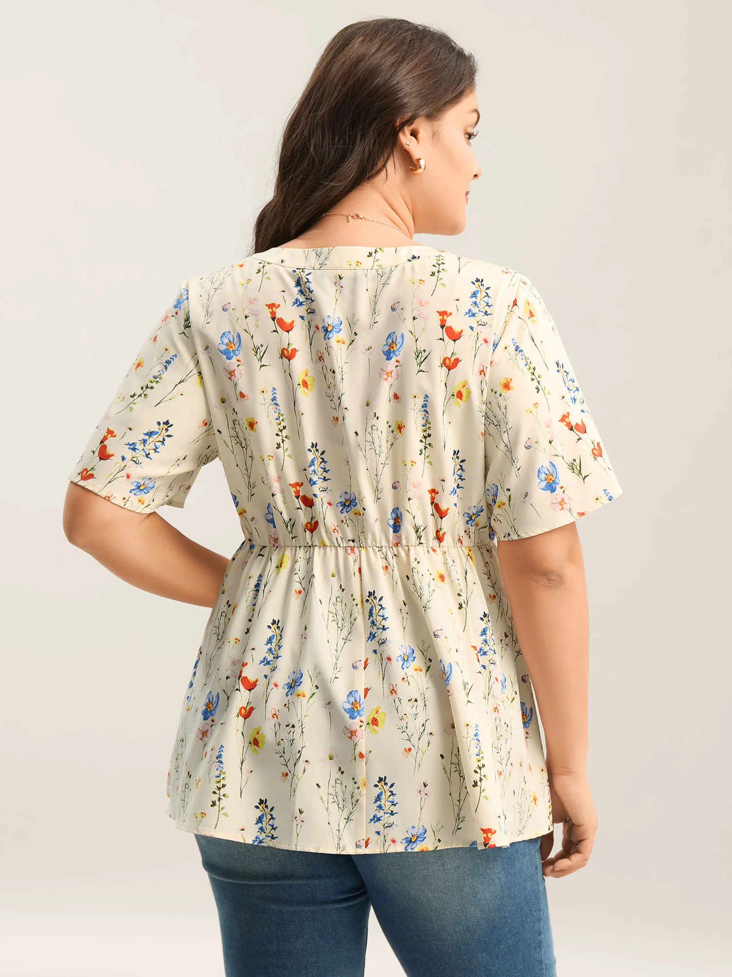 Branch Floral Print Notched Collar Blouse - Image 4
