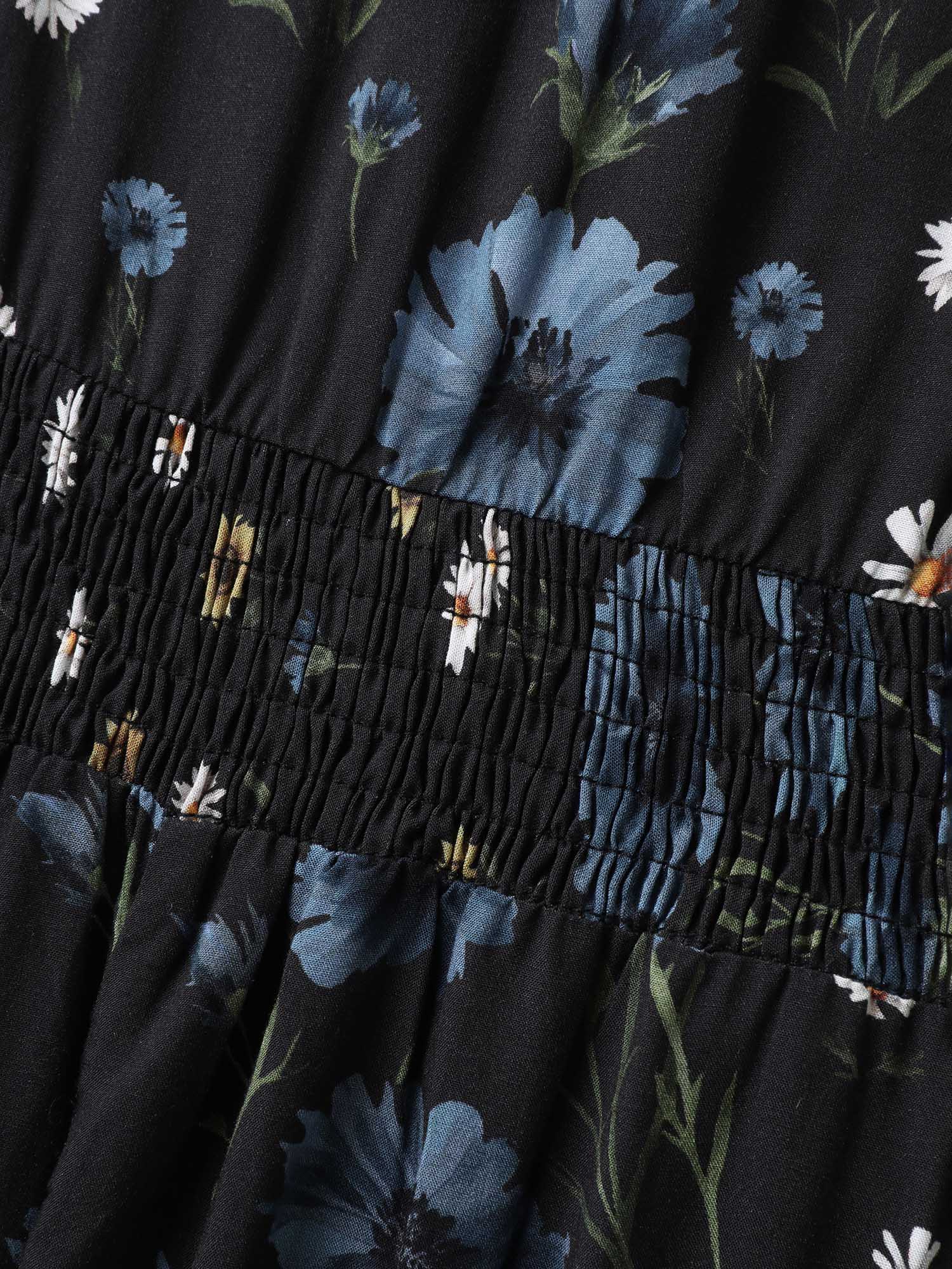 Branch Flower Print Split Pockets Midi Dress - Image 5