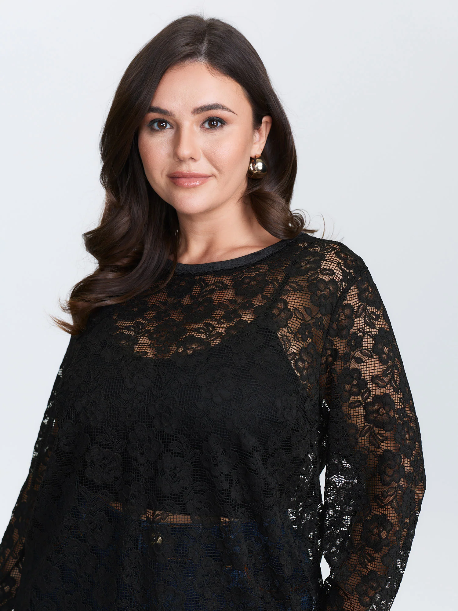 Breathable Lace Button Back Sheer Blouse - Image 4