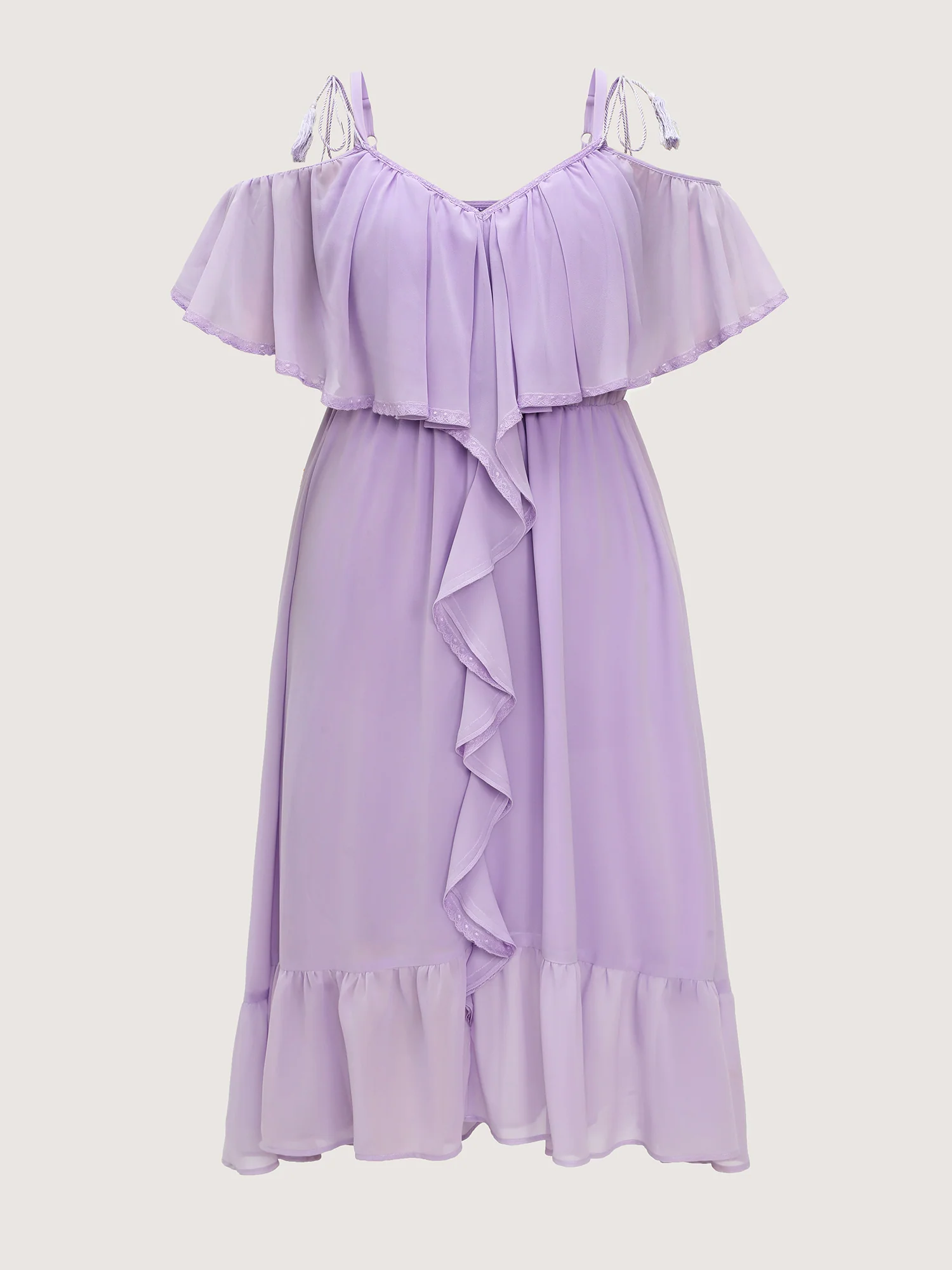 Breathable Lace Trim Ruffled Maxi Dress - Image 7