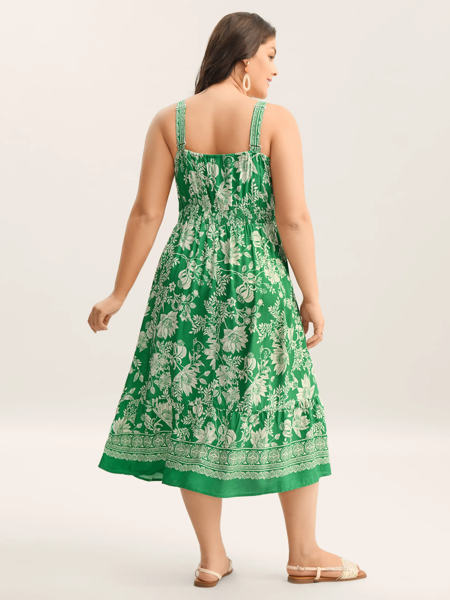 Breezy Floral Print Adjustable Straps Midi Dress - Image 4